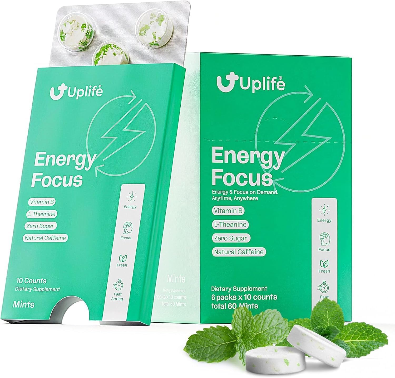 UPLIFE Énergie Menthe boîte prête pour énergie rapide sans sucre