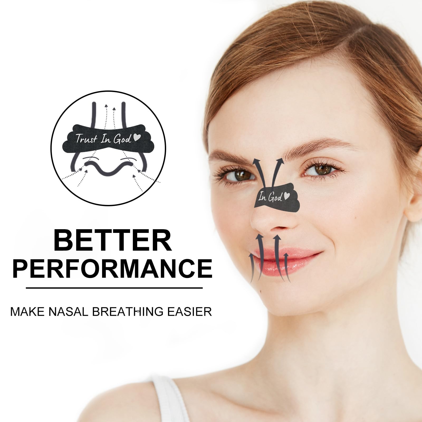 Application des bandes UPMOSTEK sur le nez pour une respiration facilitée