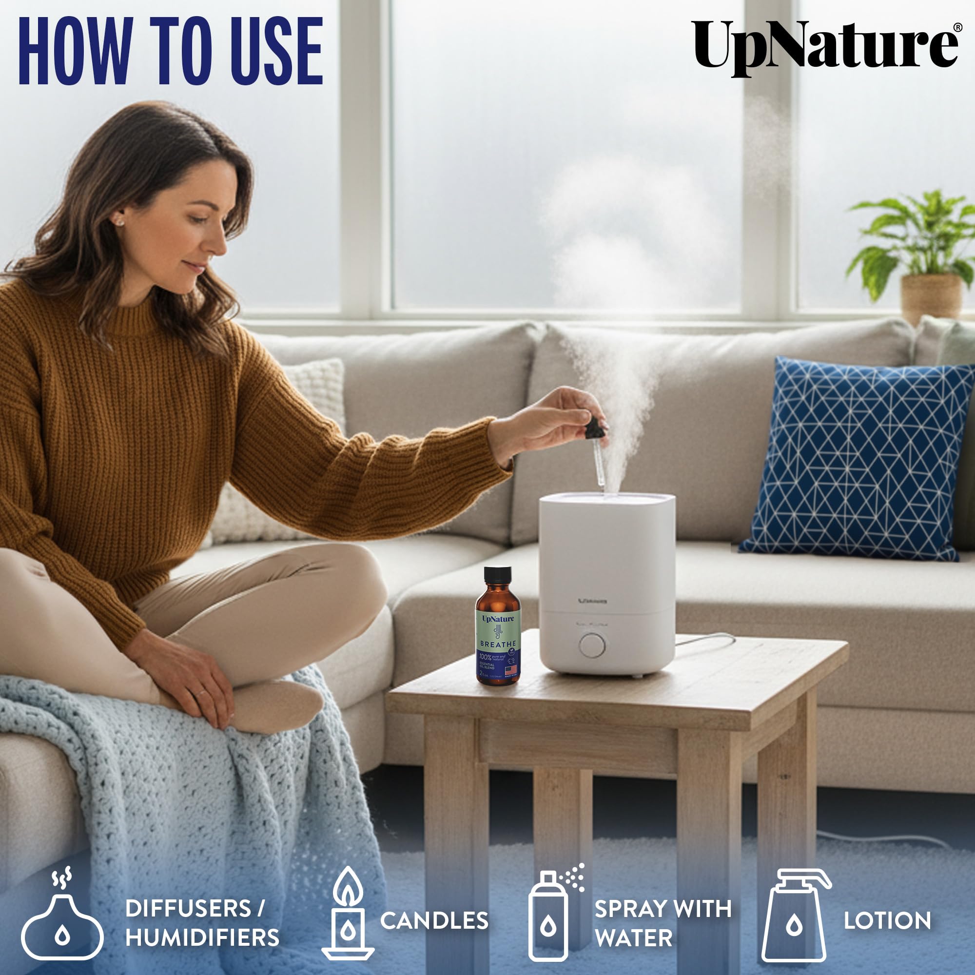 Étiquette UpNature Breathe indiquant pureté et naturalité
