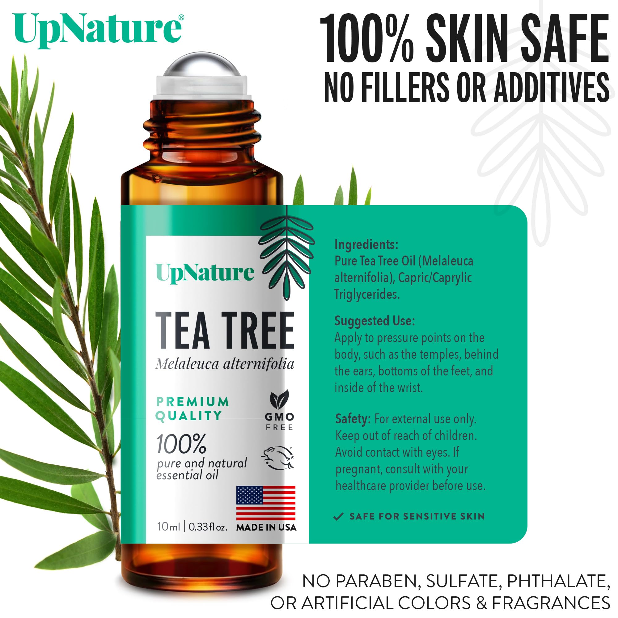 UpNature huile arbre-a-the: massage capillaire rapide pour rafraîchir le cuir chevelu.