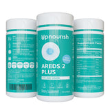 UpNourish AREDS 2 Plus bouteille ouverte pour un dosage quotidien des yeux.