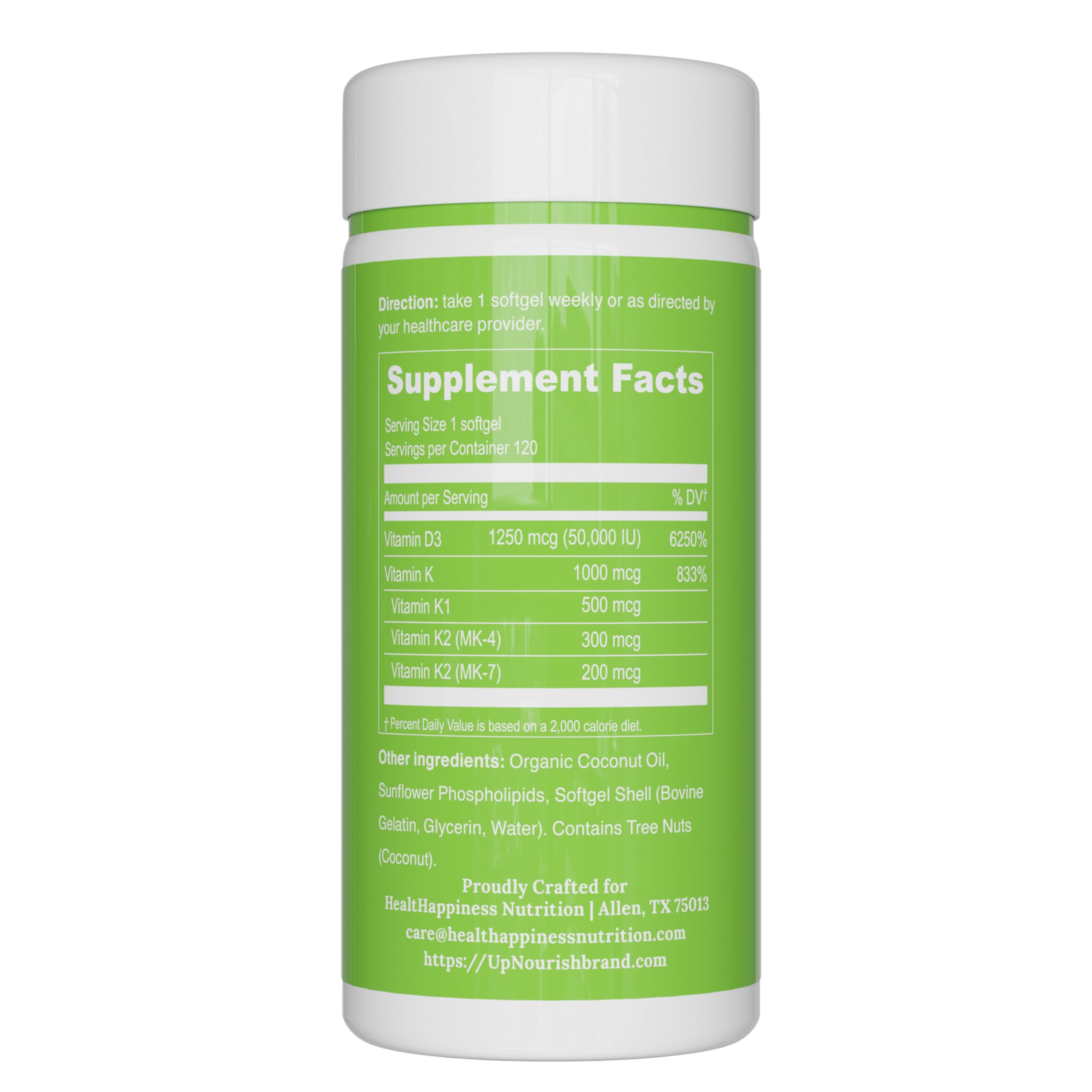 UpNourish capsules mini, dosage hebdomadaire pratique pour routine santé.
