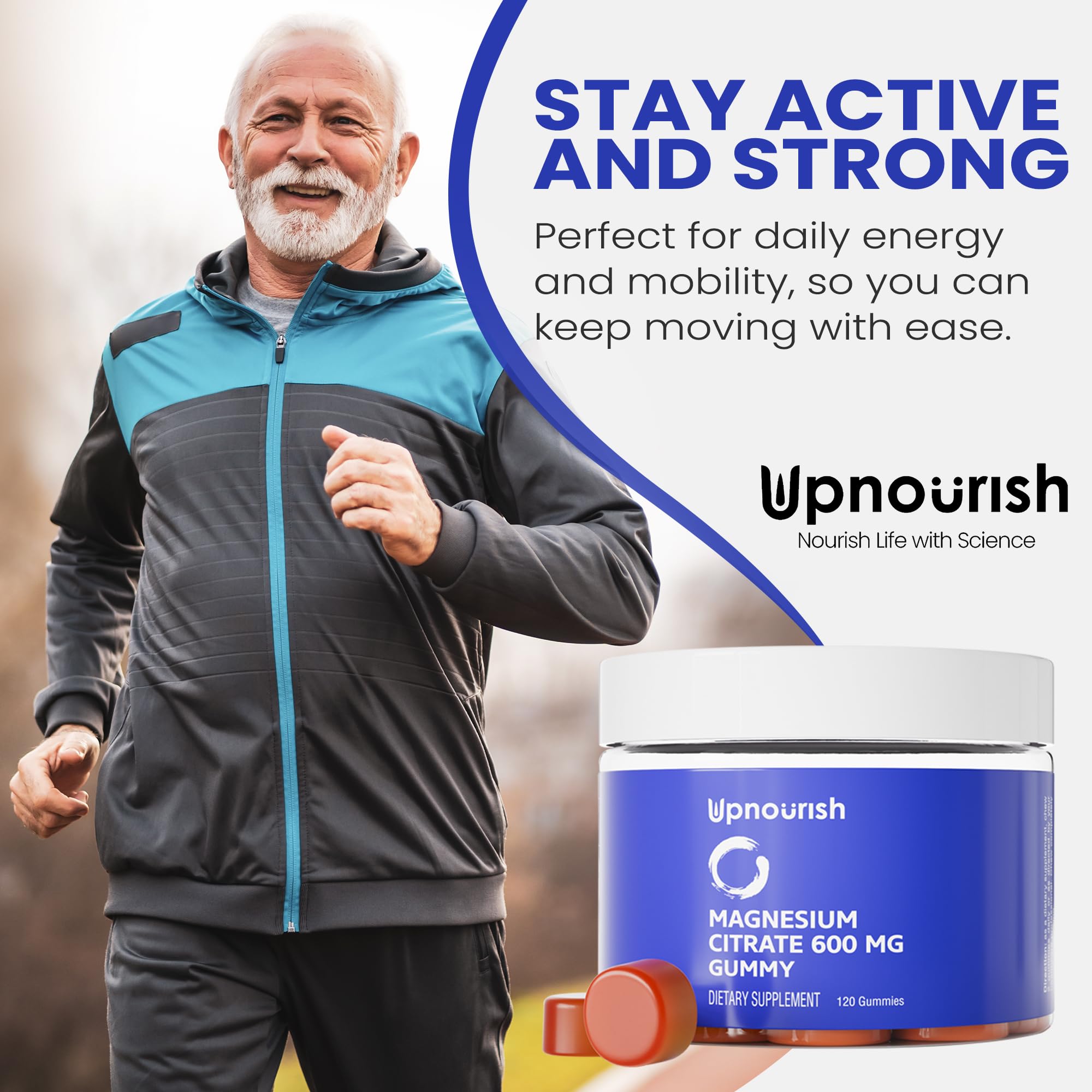 Étiquette UpNourish avec ingrédients clairs, sans gluten et sans OGM