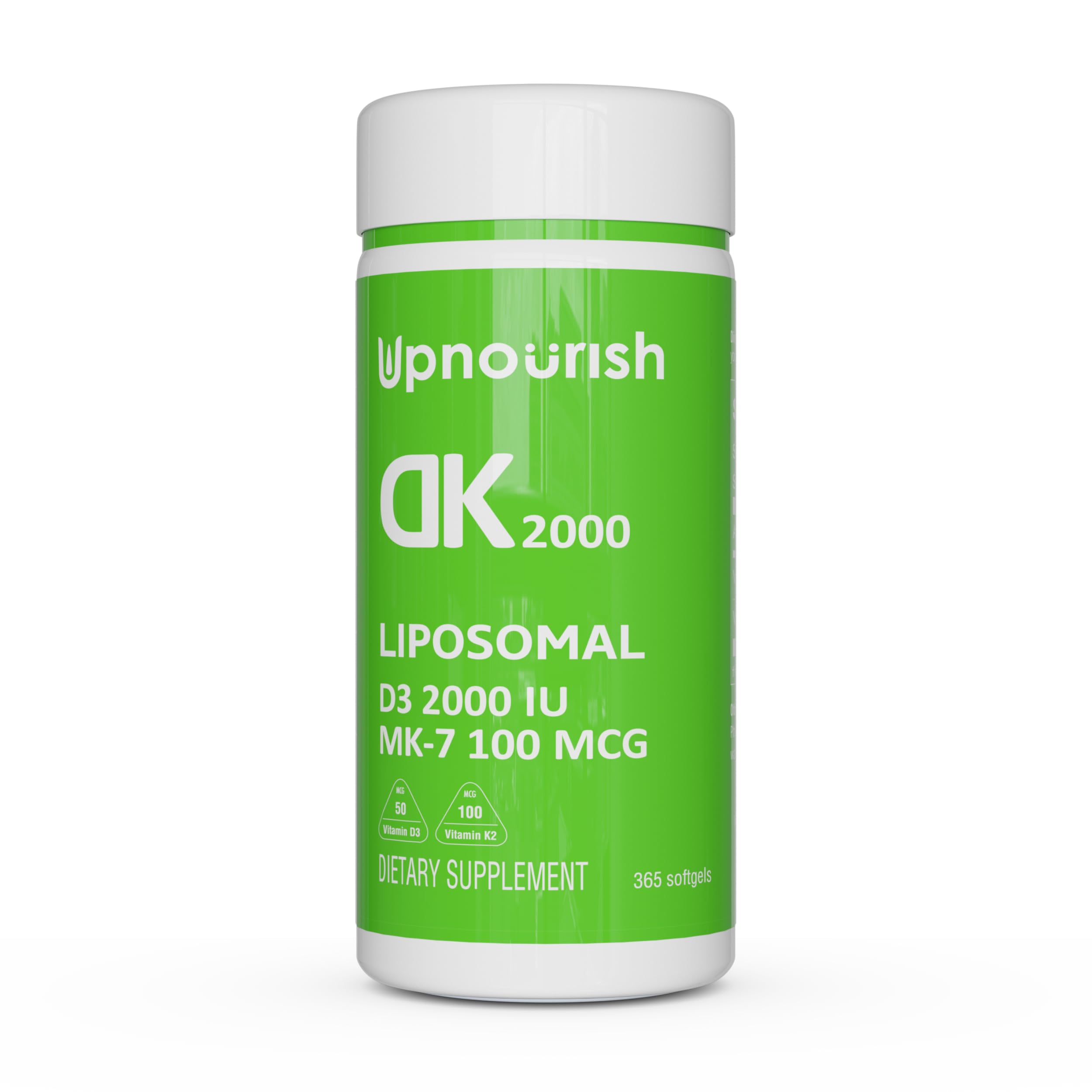 UpNourish liposomale D3 K2 bouteille, soutien potentiel à la vitalité quotidienne