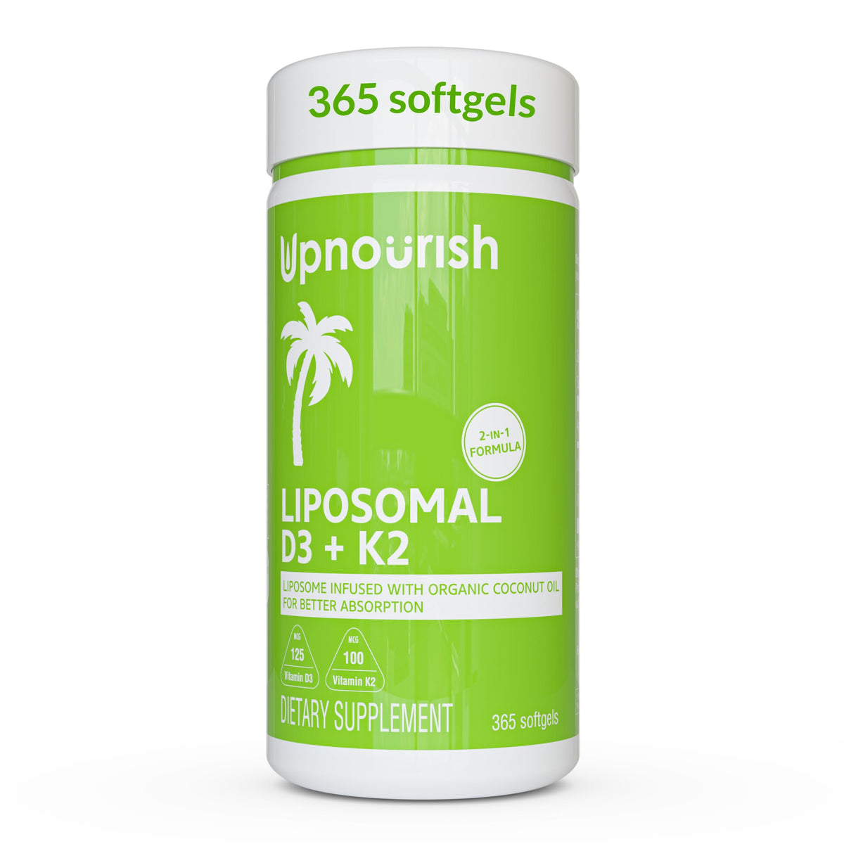 UpNourish liposomale D3 K2 MK-7 bouteille: absorption améliorée et soutien potentiel des os