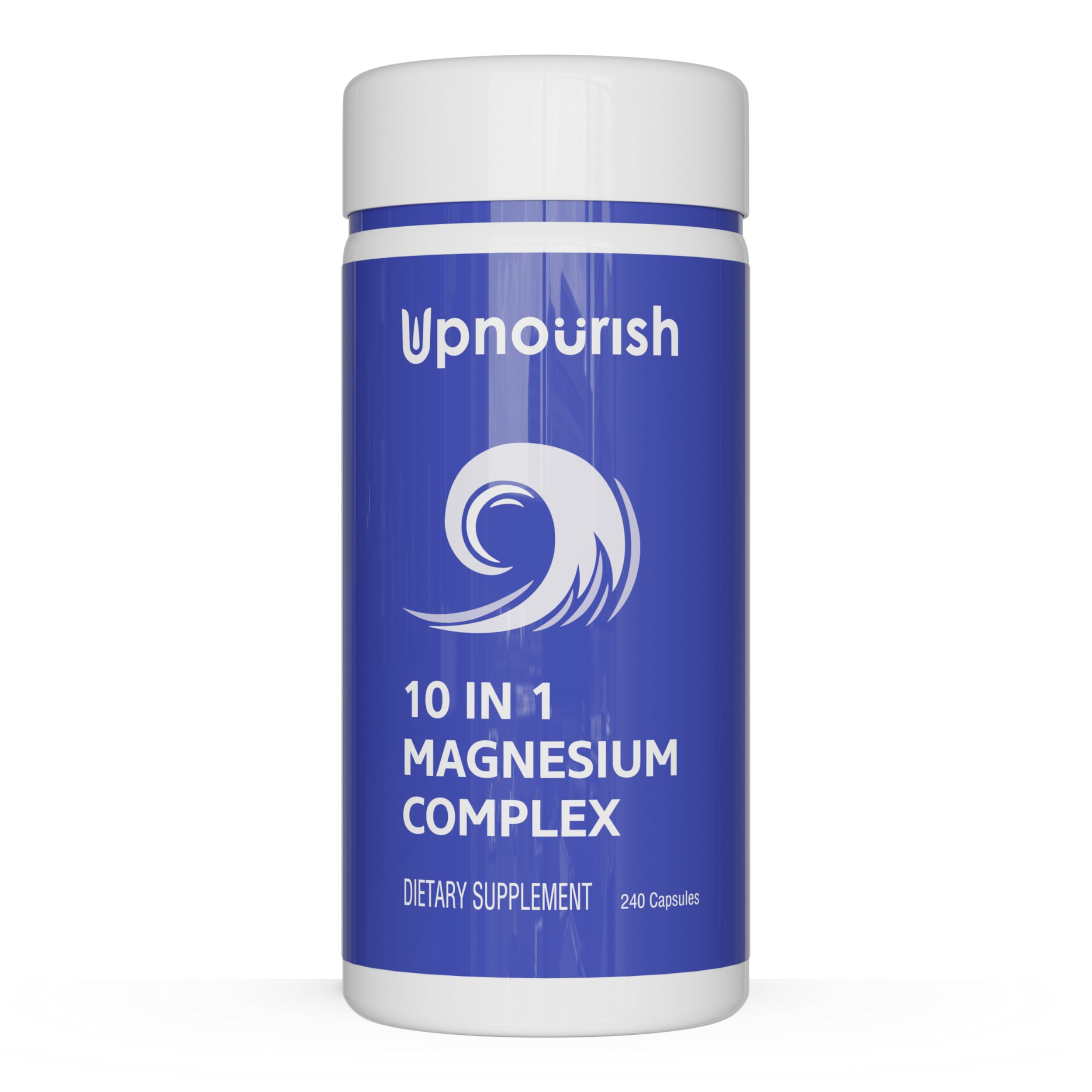 UpNourish Magnésium 10 en 1, capsules faciles, soutien musculaire et énergie durable.