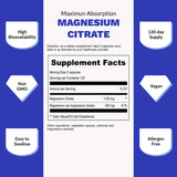 Gélules UpNourish Magnésium Citrate Pur, faciles à avaler.