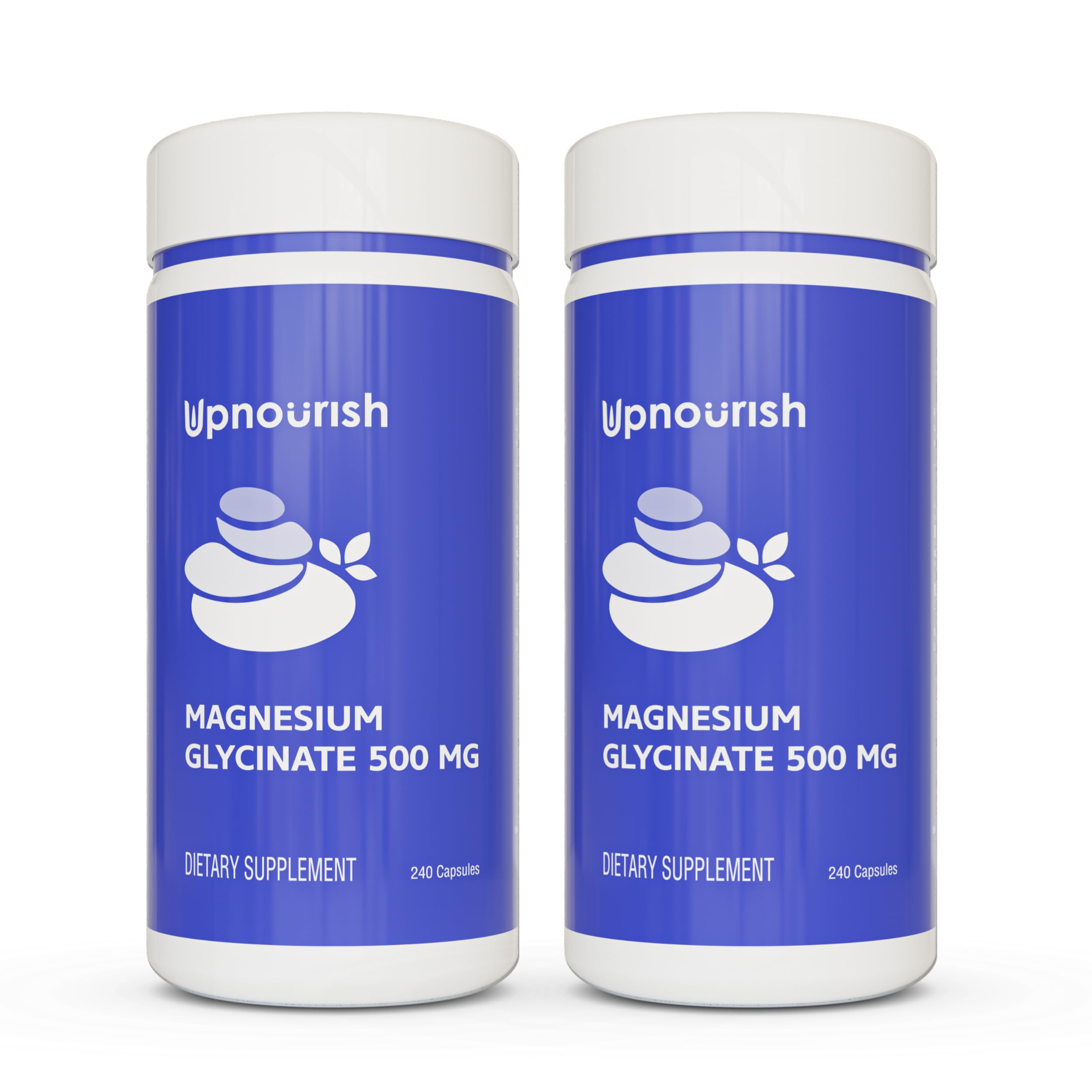 UpNourish Magnésium Glycinate - bouteille ouverte facilitant la prise quotidienne et le calme potentiel.