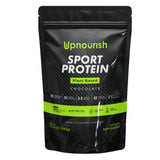 UpNourish protéine sport végan chocolat poudre, soutien à la récupération après l'entraînement.