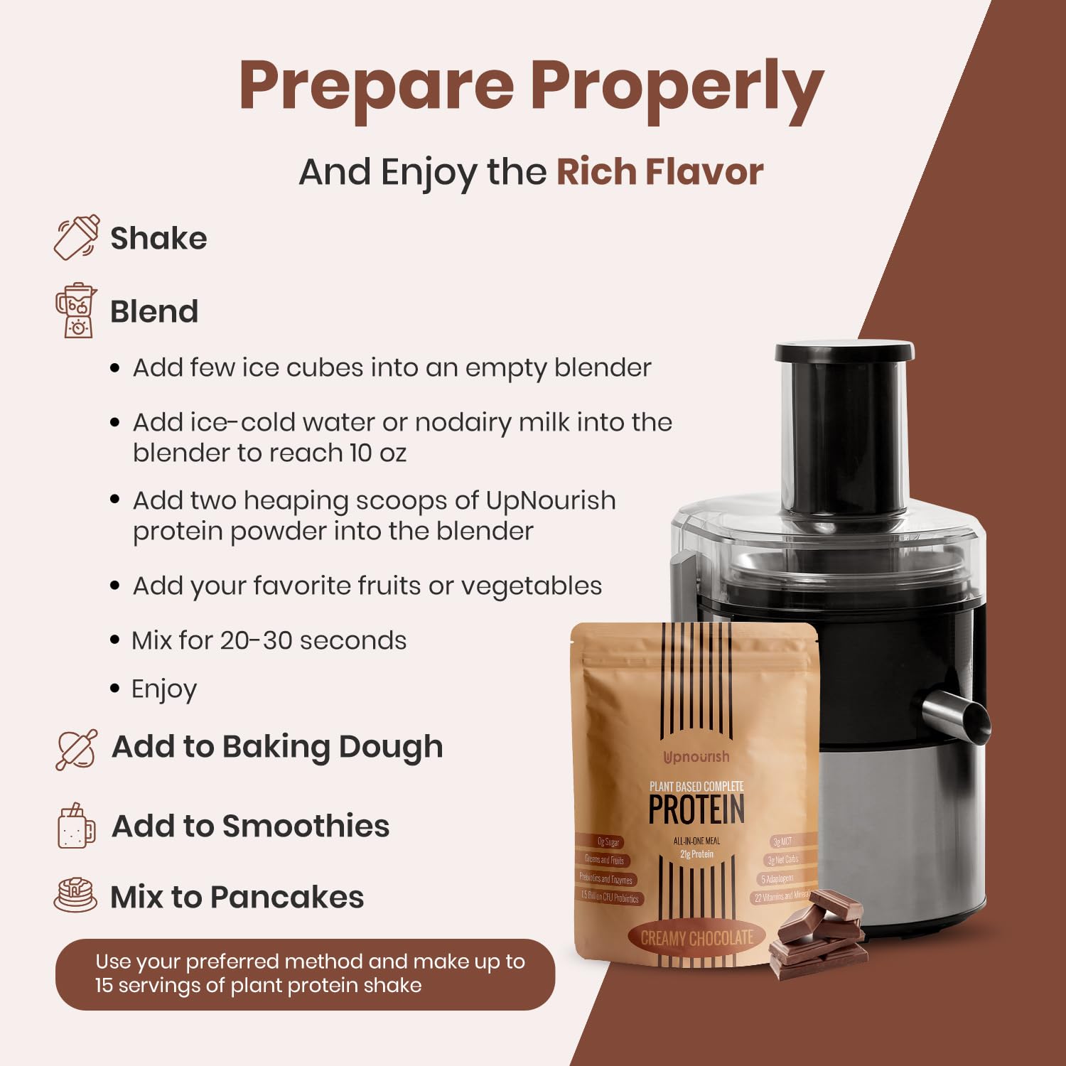 UpNourish Remplacement Repas Régime pauvre en glucides : shake pratique