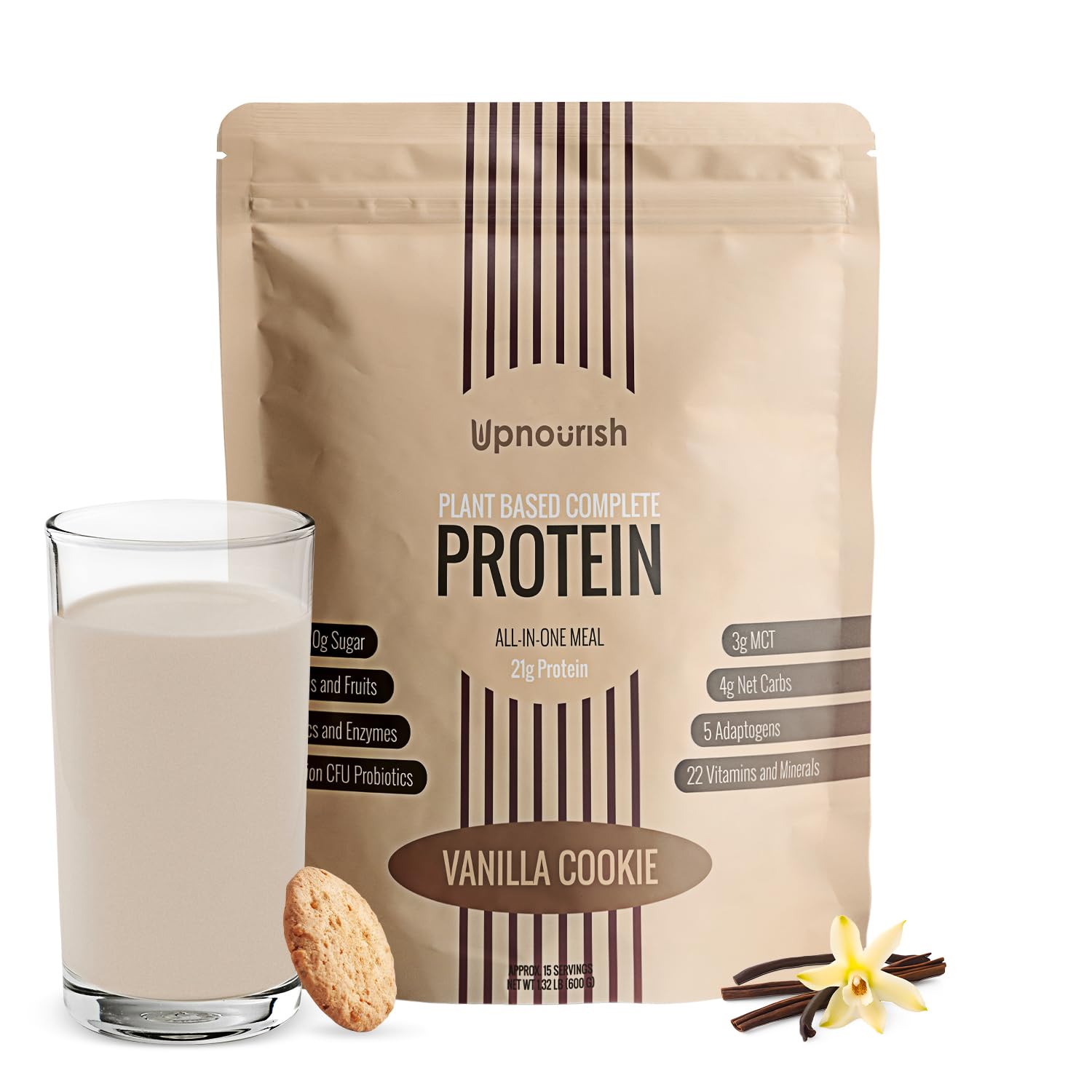 UpNourish Vanille Cookie poudre-protéine en poudre pour démarrer la journée