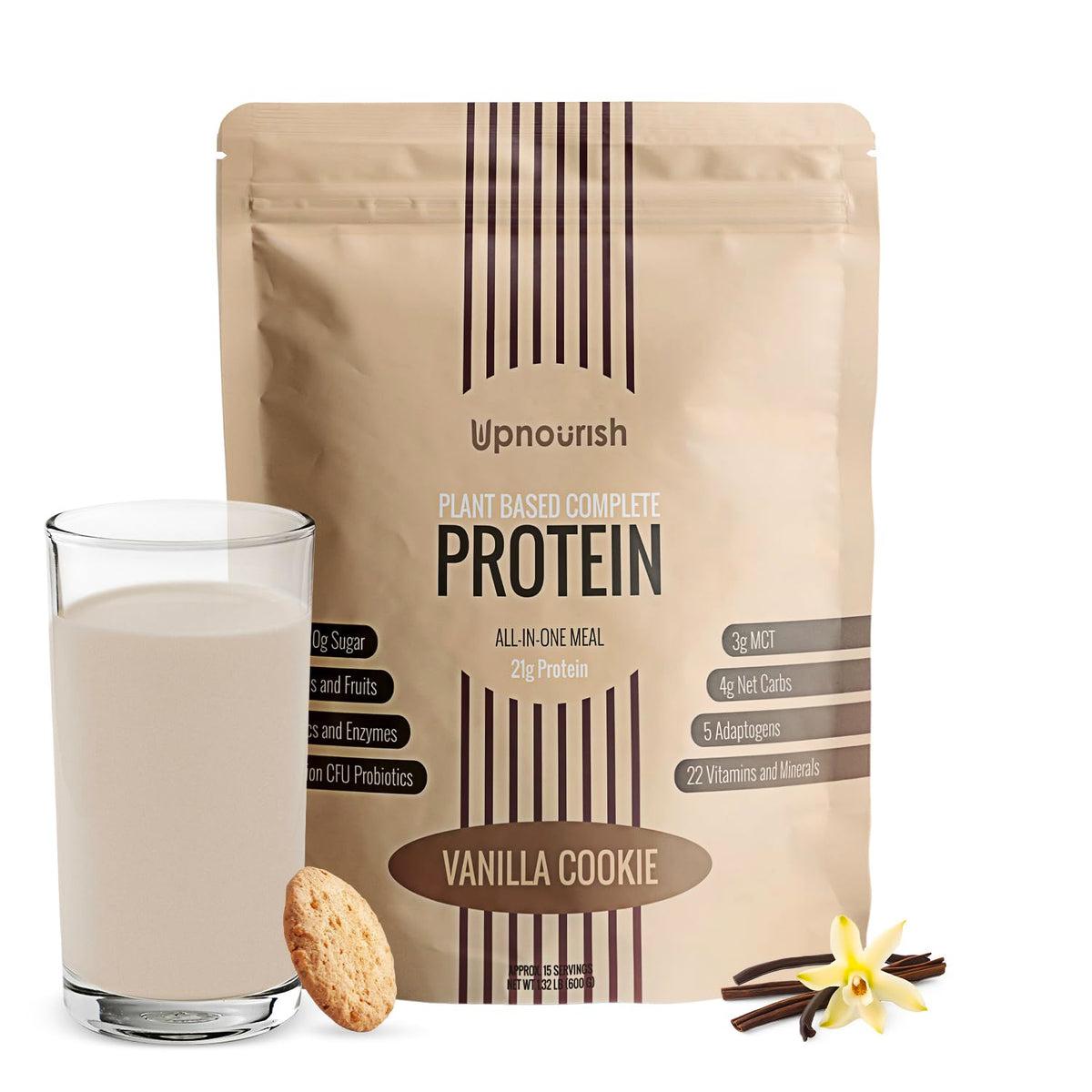 UpNourish Vanille Cookie poudre-protéine en poudre pour démarrer la journée
