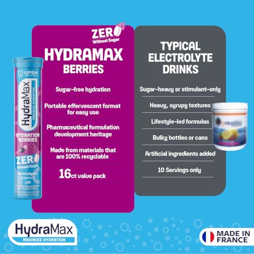 Upsa HydraMax arôme mélange fruits, goût vibrant pour une hydratation agréable.