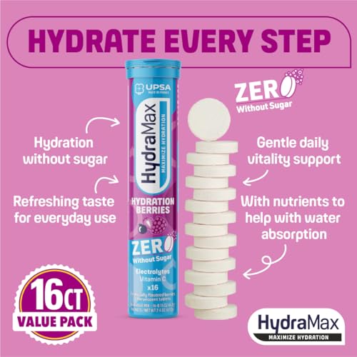 Upsa HydraMax boîte portable 16 tablettes, solution sans sucre pour l'hydratation.