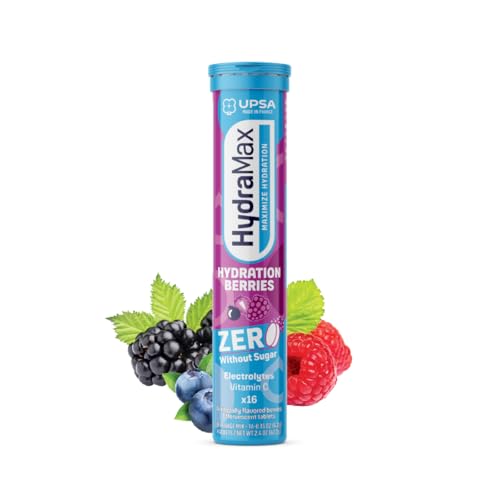 Upsa HydraMax tablettes effervescentes mélanges fruits dans une boîte portable, hydratation pratique.