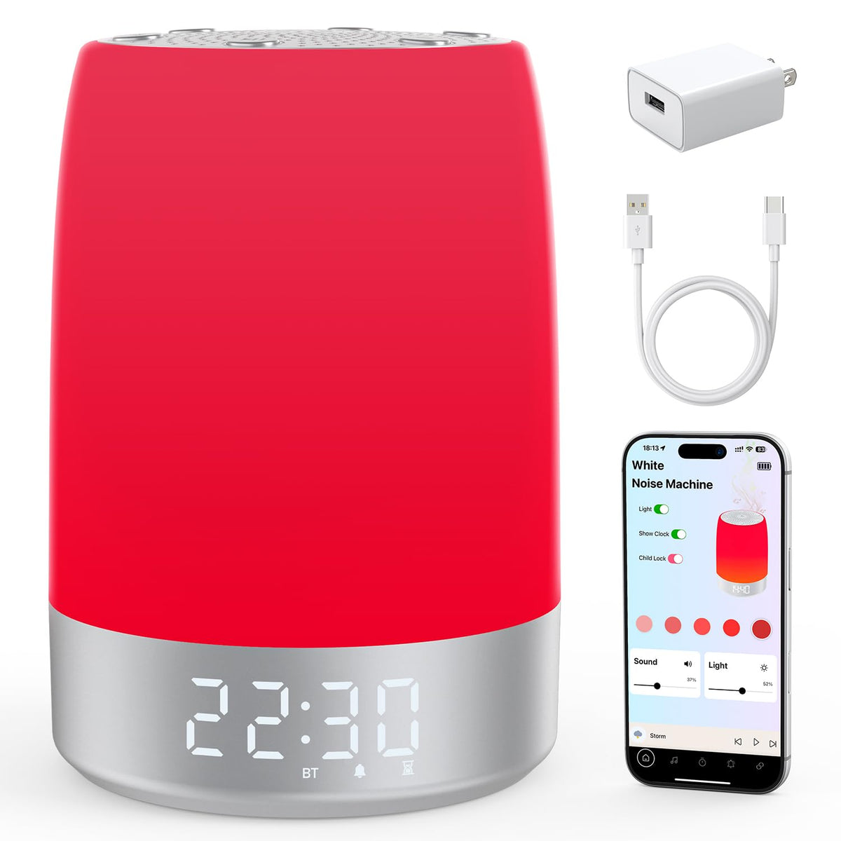 Lampe Uptimus lumineuse rouge 620-690 nm, ambiance relaxante propice au coucher.