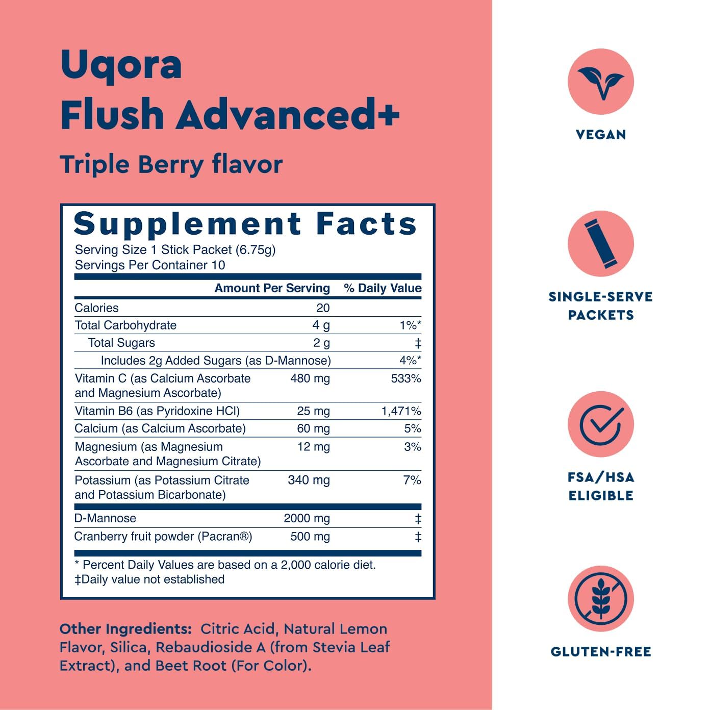 Verre d’eau avec Uqora Flush Advanced+ prêt à être bu.