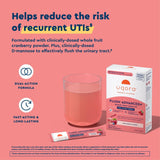 Uqora Flush Advanced+ : ingrédients cranberry et D-mannose visibles pour la santé urinaire