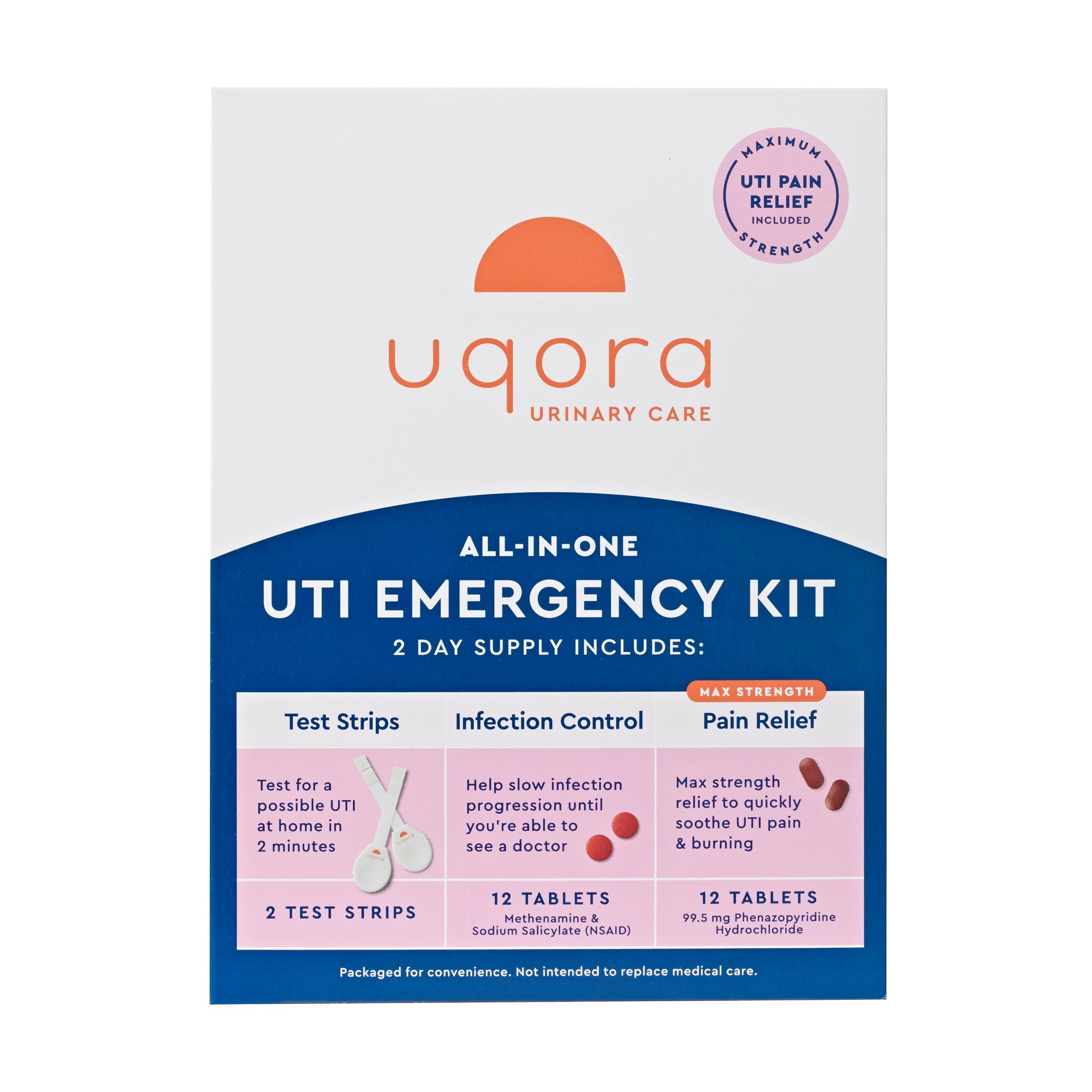 Kit Uqora UTI avec bandelettes test pour dépistage rapide à domicile.