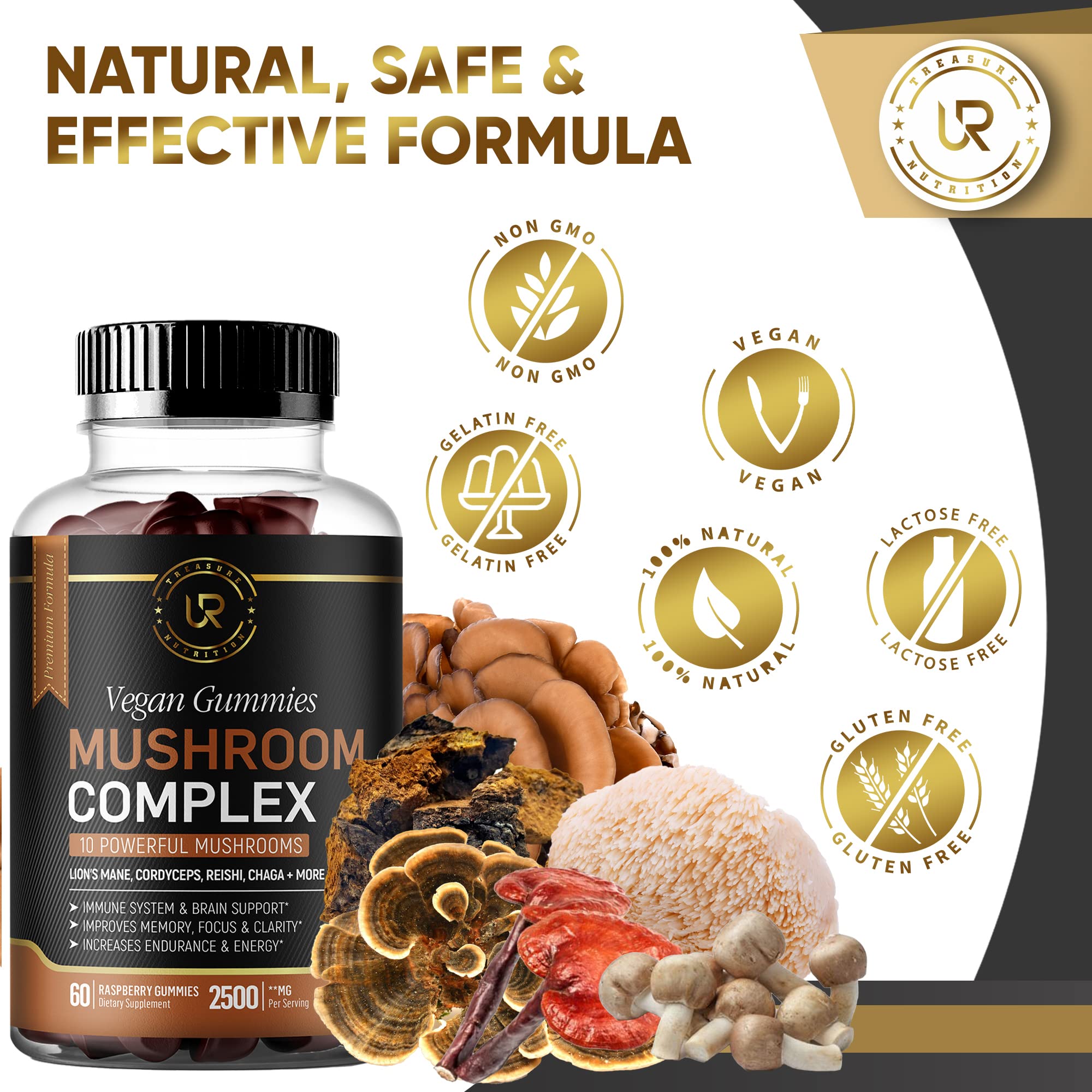 Gommes UR Treasure Nutrition avec cordyceps pour vitalité et endurance.