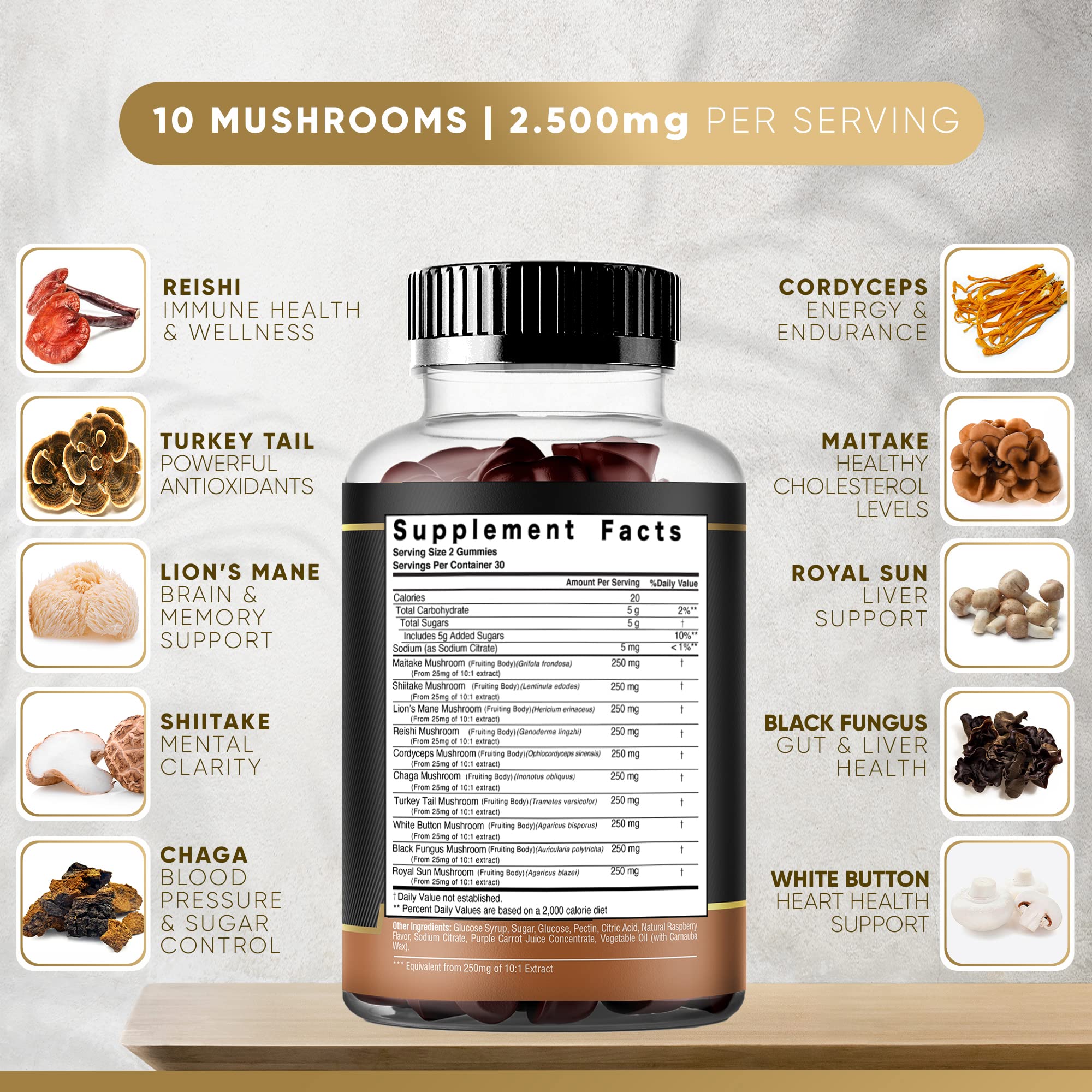 Gommes UR Treasure Nutrition avec poudre crinière de lion, concentration et mémoire.