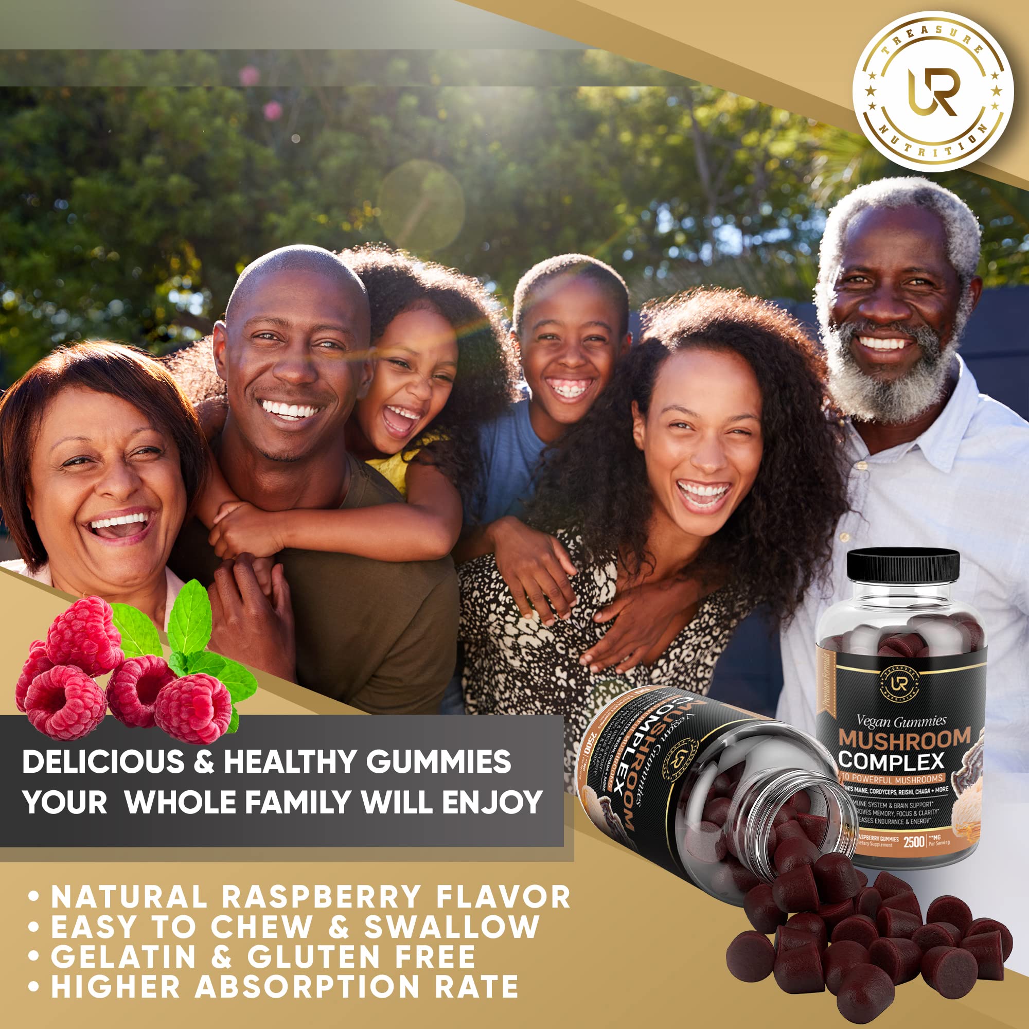 Gommes UR Treasure Nutrition avec shiitake pour apport nutritionnel.