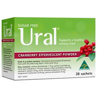 Poudre effervescente Ural à la canneberge pour un rafraîchissement et un potentiel soutien urinaire.