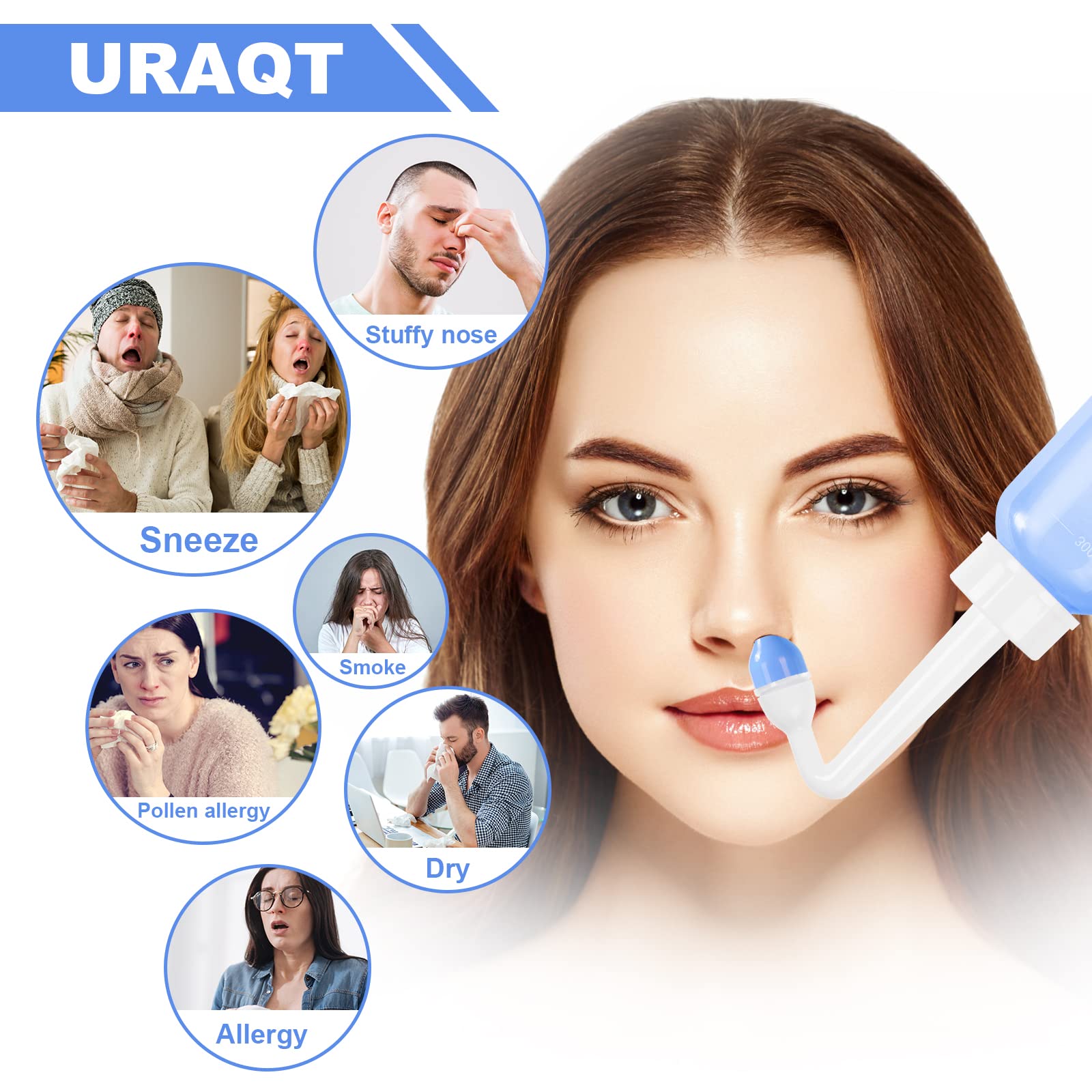 URAQT Neti Pot – bouton unique simplifie le rinçage sans effort