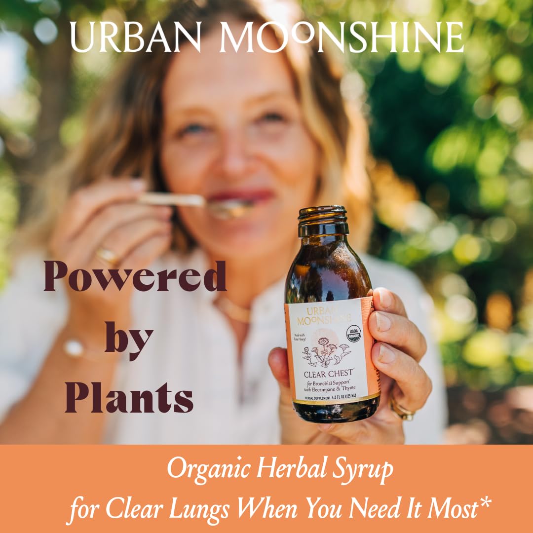 Étiquette certifiée biologique sur Urban Moonshine Clear Chest Syrup.