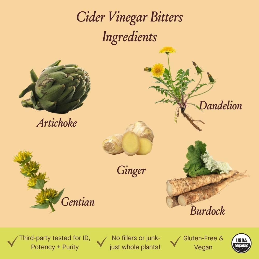 Urban Moonshine, extraits artichaut-dandelion-burdock, ingrédients botaniques pour la digestion.