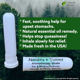 Urban ReLeaf inhalateur nausée-ventre en utilisation dans une poche.