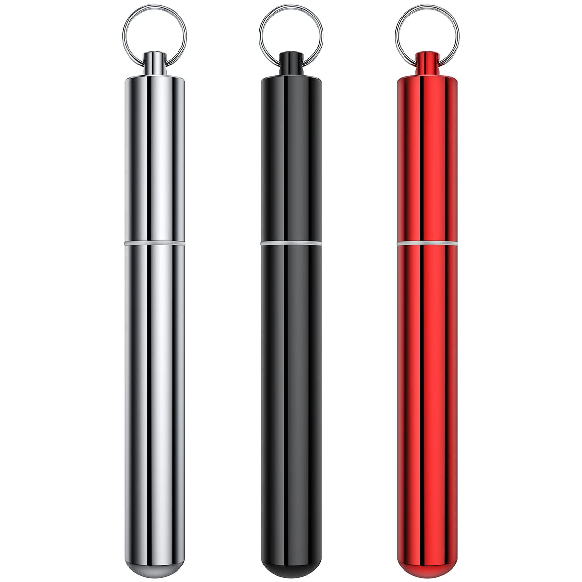 Urekt tube de stockage en aluminium étanche, 3 packs, vue avant, idéal voyage.
