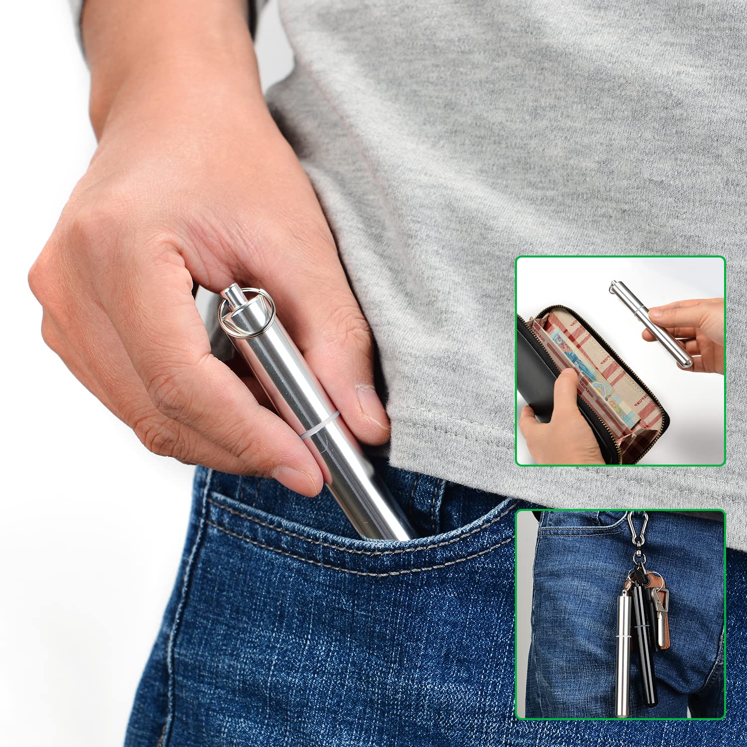 Urekt tube avec boucle clé, monté sur porte-clés, facile à emporter.