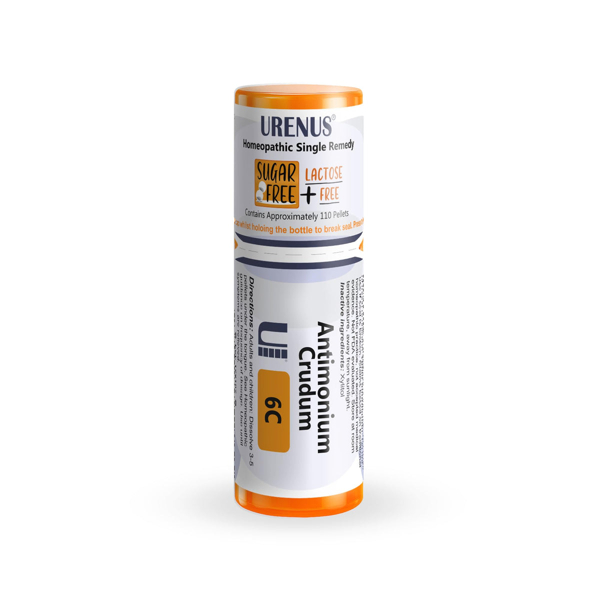 Urenus Antimonium Crudum 6C, bouteille précision montrant la distribution d'une granule pour une utilisation facile.