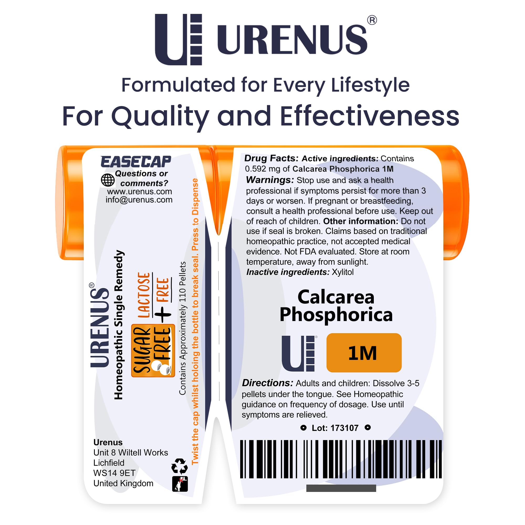 Urenus Calcarea Phosphorica 1M – bouton de distribution, dosage sûr à chaque pression.