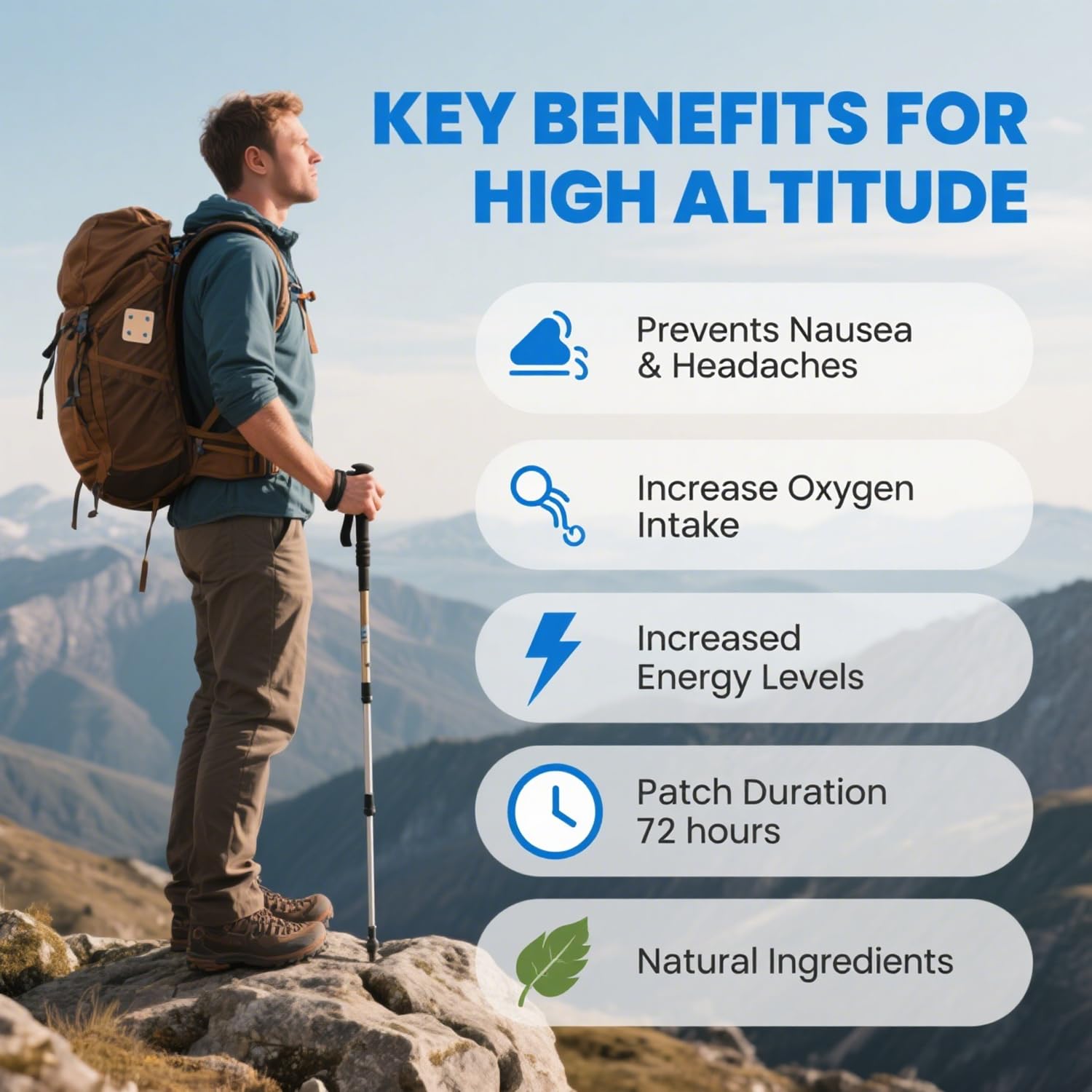 Urnuos Patchs altitude : application derrière l’oreille pour respiration facilitée.