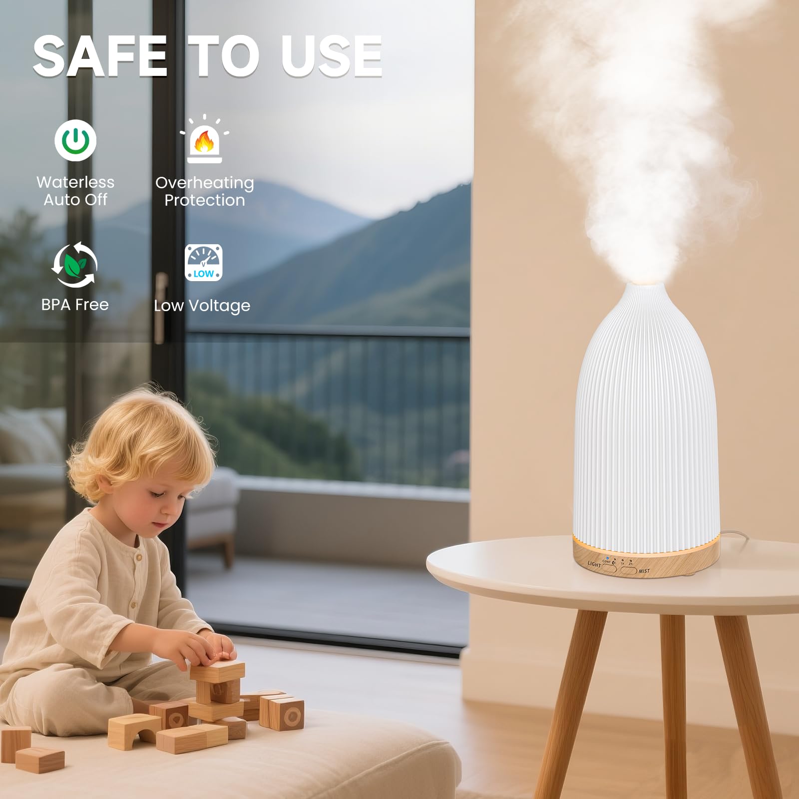 URPOWER diffuseur 100ml arrêt automatique pratique lorsque l'eau est faible.
