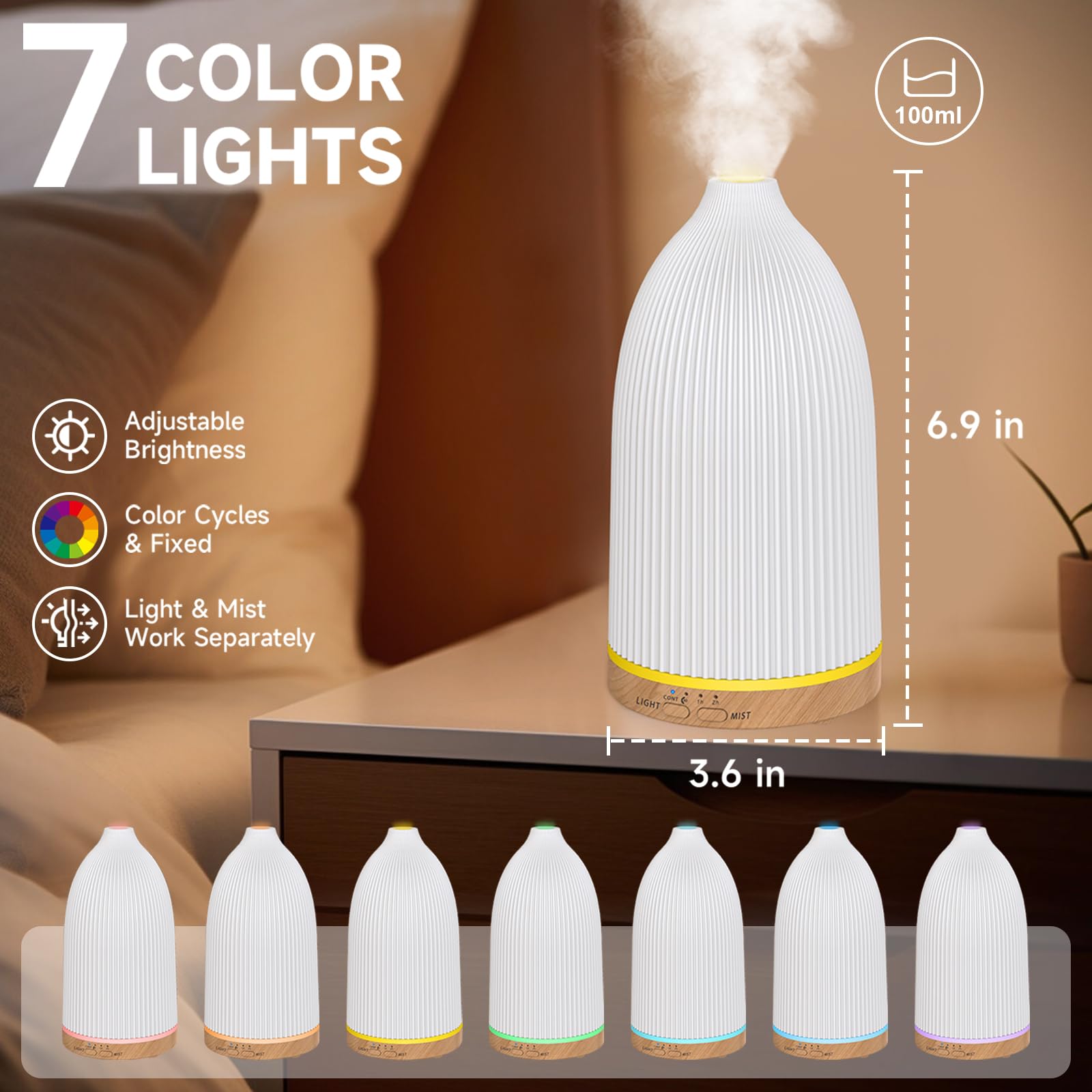 URPOWER diffuseur 100ml fonctionnement ultra silencieux pour chambre calme.
