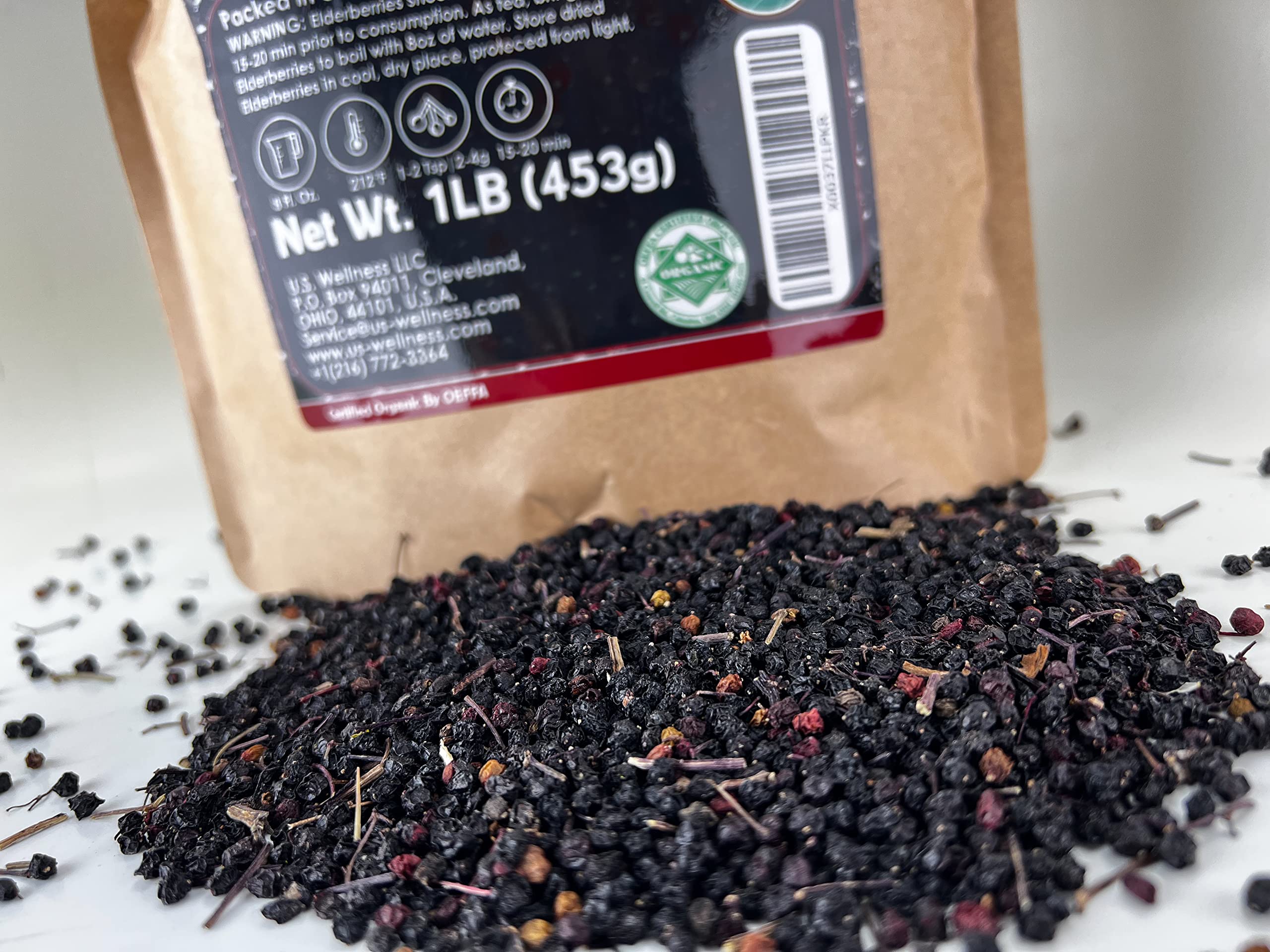 Utilisation culinaire du sureau U.S. Wellness Naturals pour desserts.
