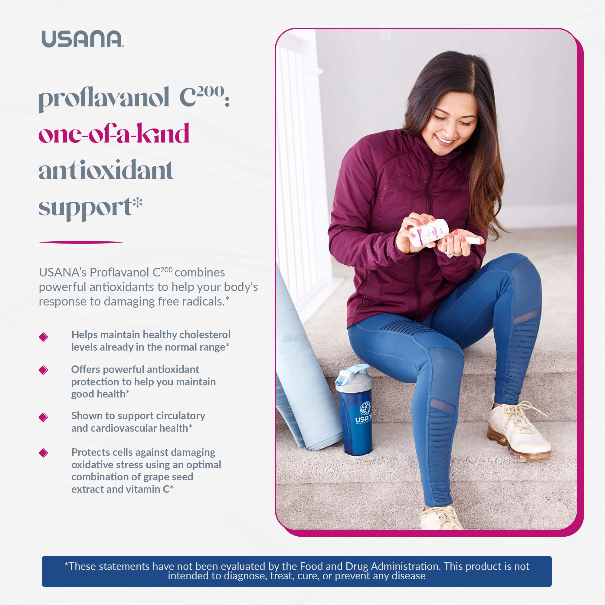 USANA Proflavanol C200 – étiquette lisible avec informations qualité.