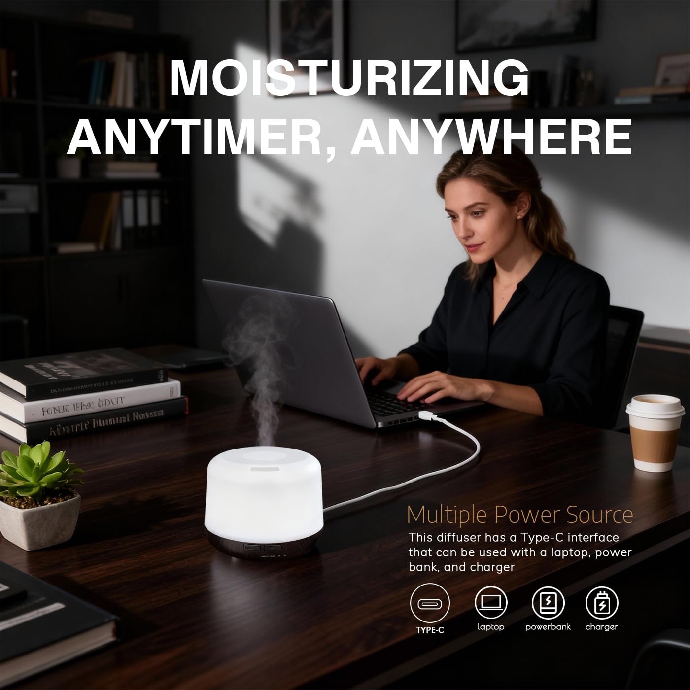 Diffuseur USB avec 7 couleurs lumineuses pour créer une ambiance personnalisée.