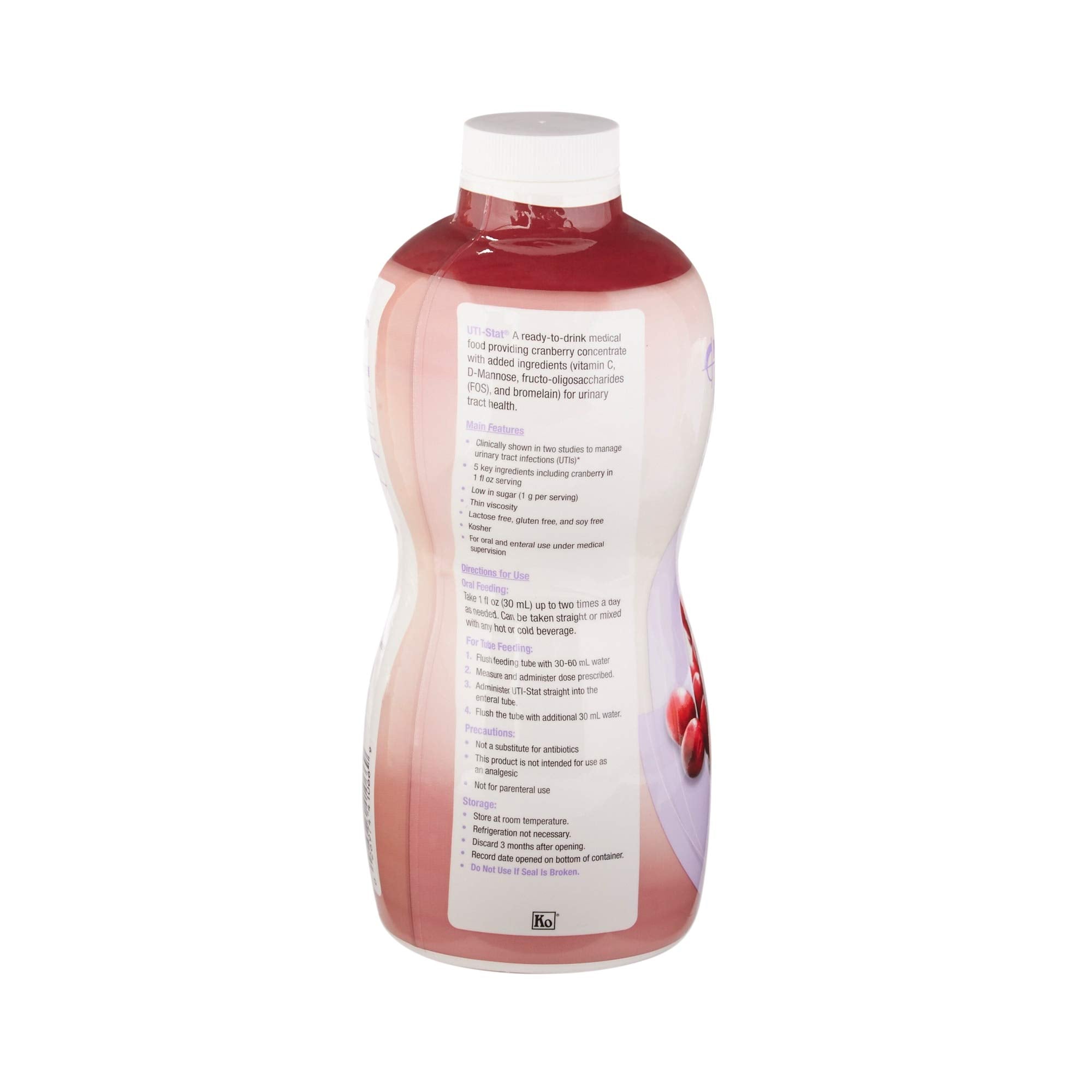 UTI-Stat ingrédients clefs canneberge et vitamine C pour la santé urinaire.