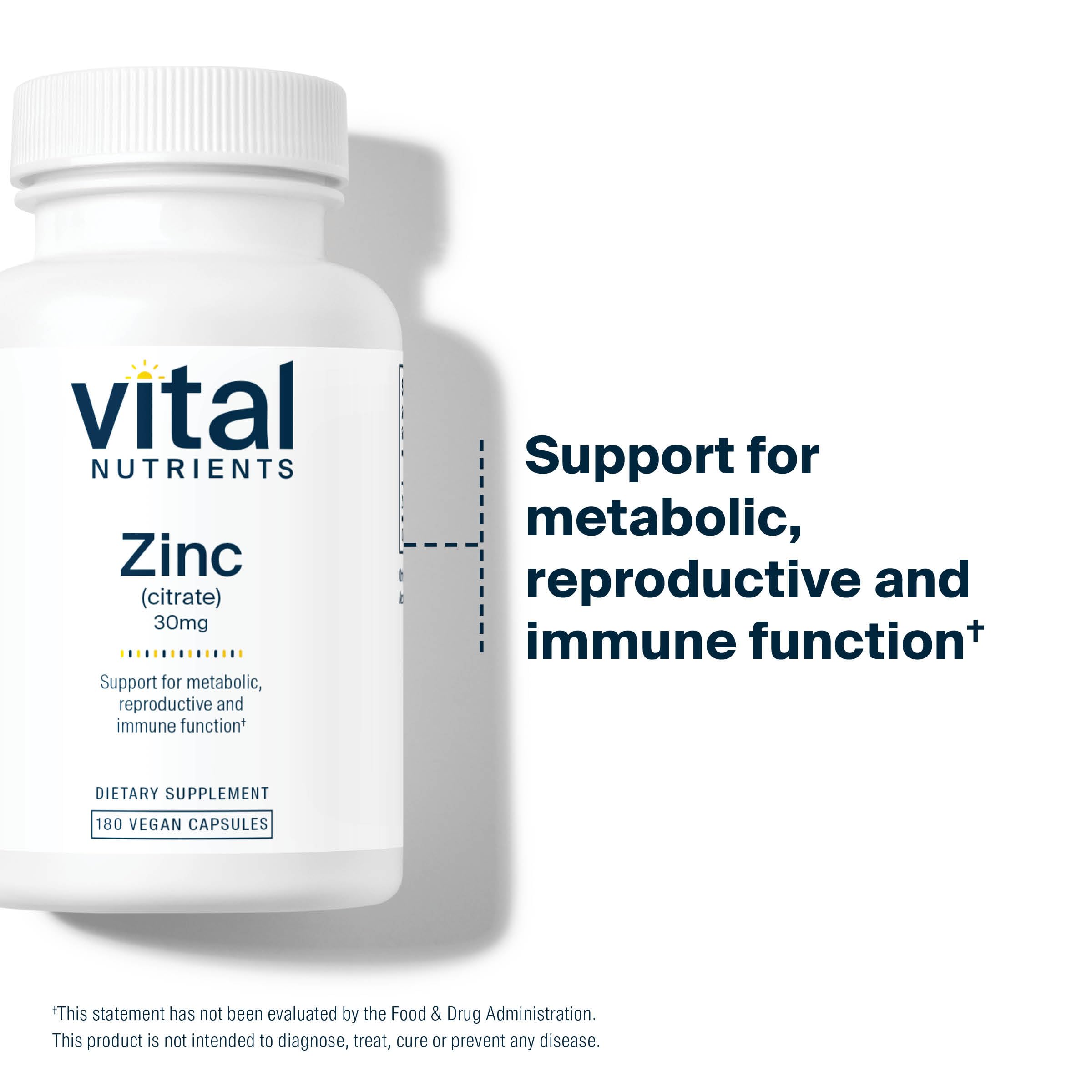 Vital Nutrients Zinc Citrate 30mg, utilisation quotidienne simple pour soutenir vos besoins.