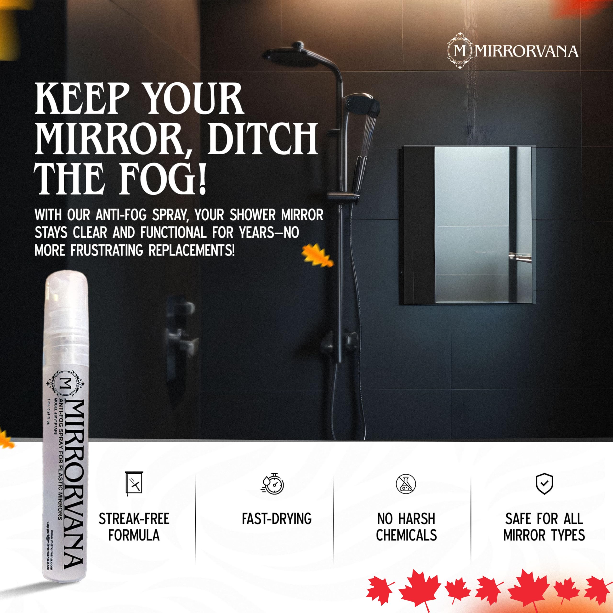 Application rapide sans essuyage sur le miroir.