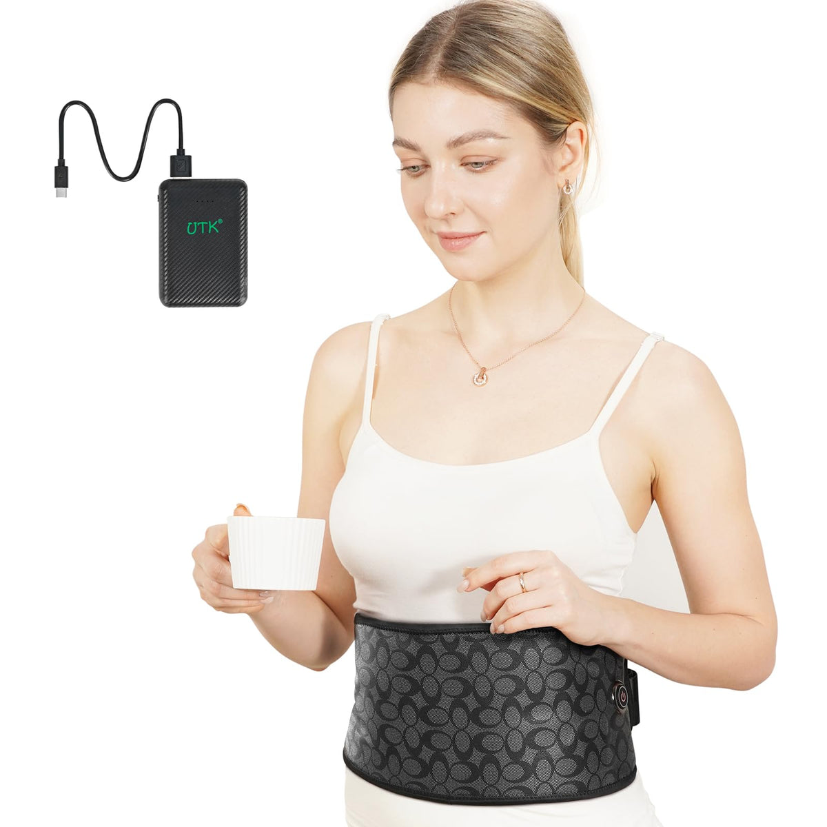 UTK bandeau chauffant infrarouge sans fil sur le dos, chaleur apaisante et détente.