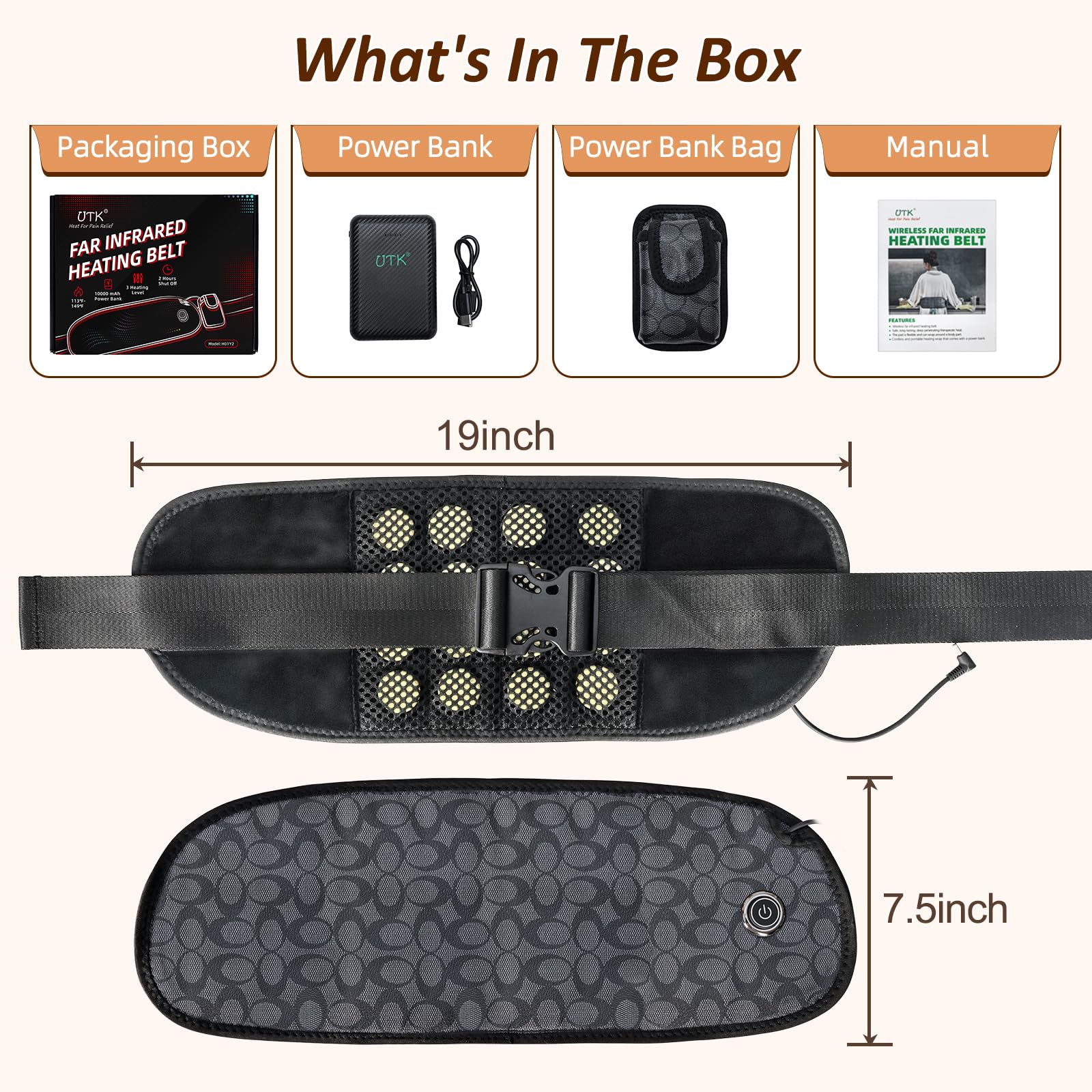 UTK batterie rechargeable longue durée, chaleur continue sans interruption.