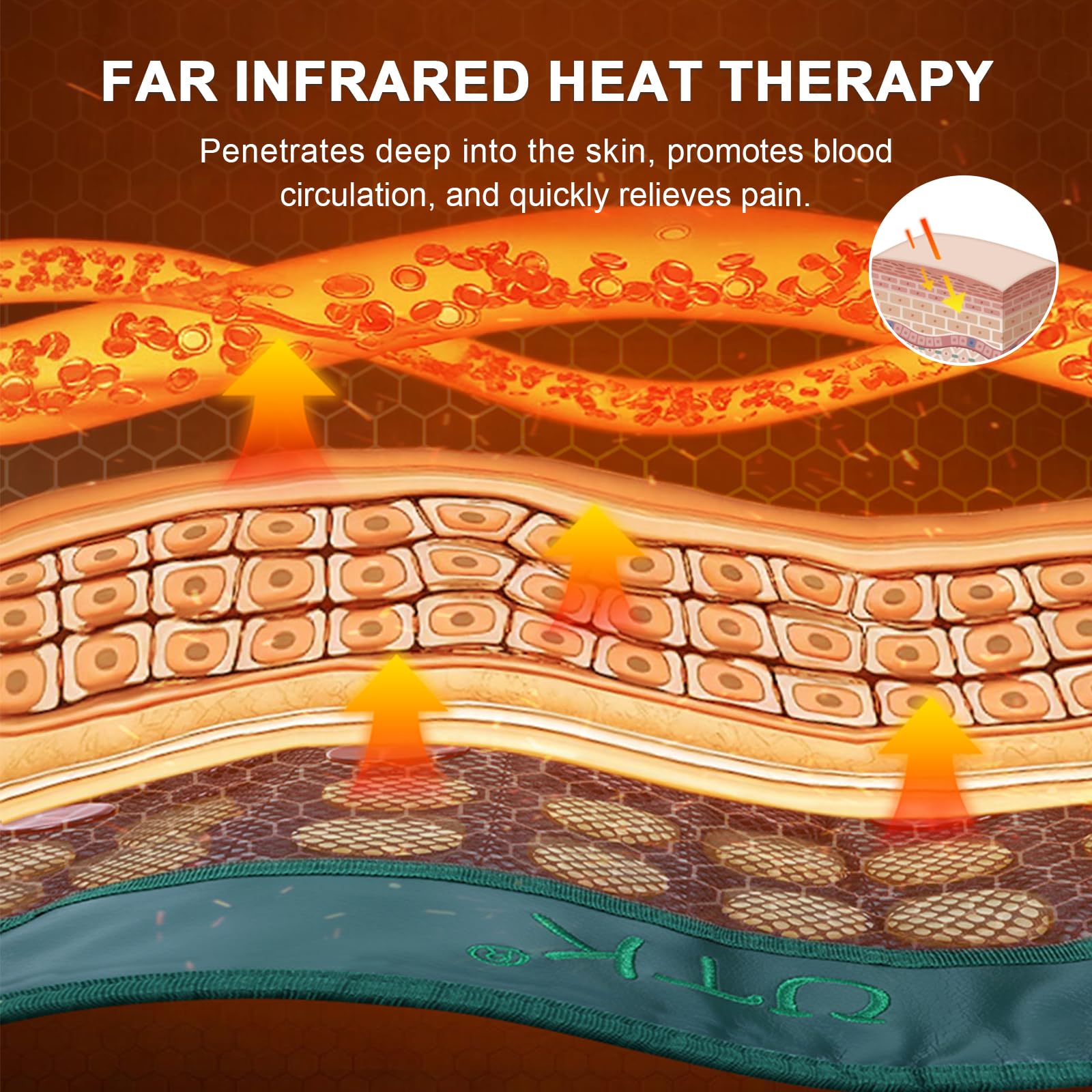 UTK tapis chaleur infrarouge 159°F dos, chaleur profonde pour relaxation.