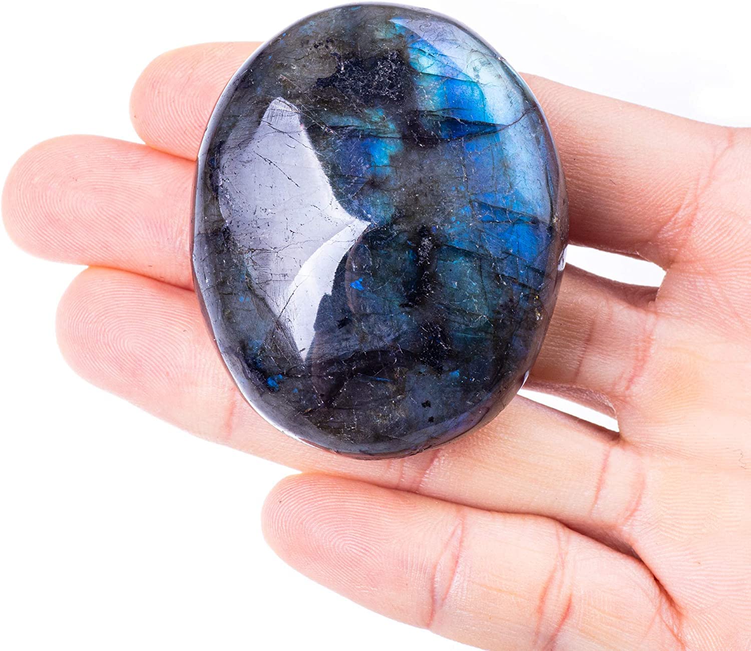 UU UNIHOM Labradorite: pierre paume bleu-vert, toucher apaisant et détente au quotidien.