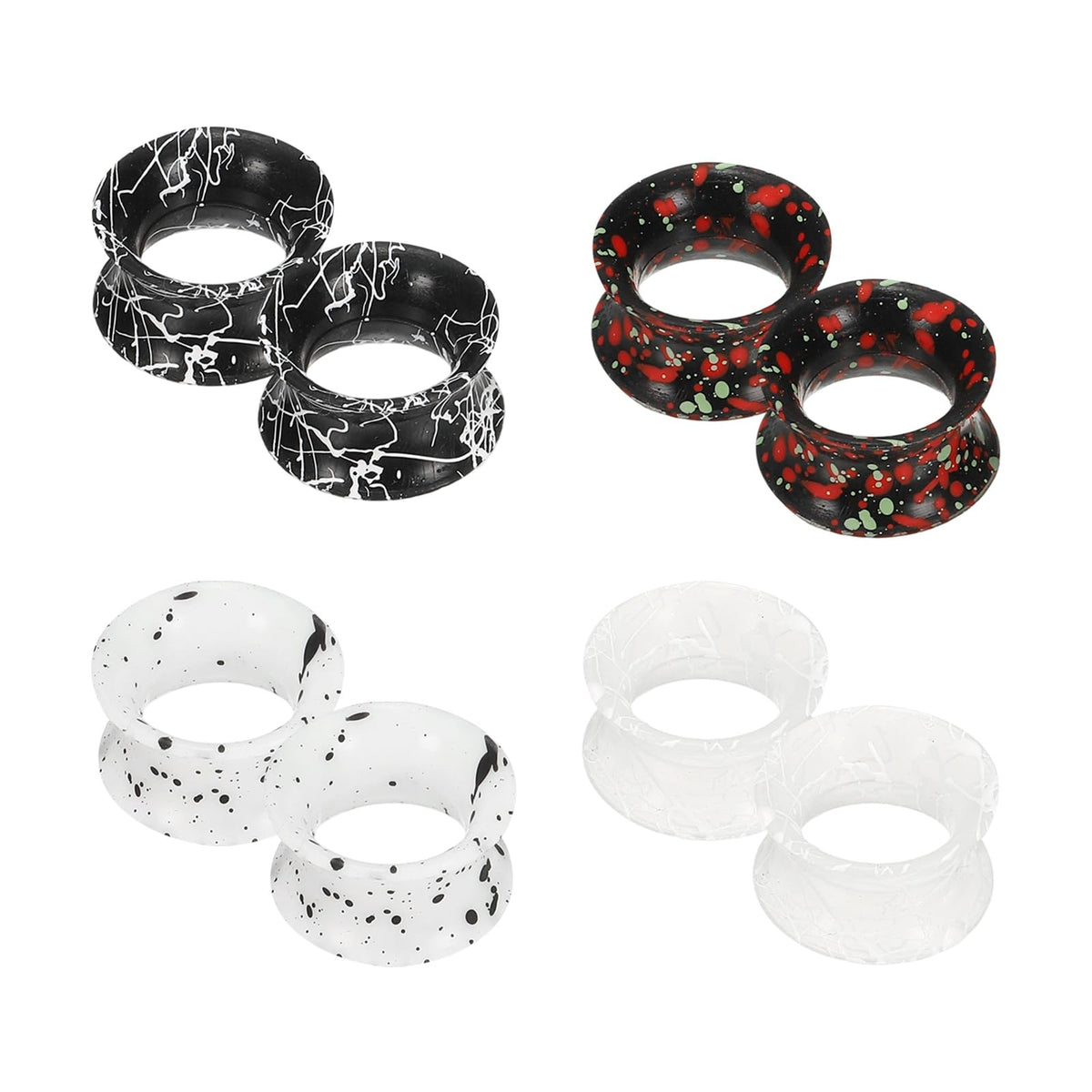 Bouchons d’oreille uxcell en silicone 12 mm, ensemble de 8 pièces pour un étirement confortable.