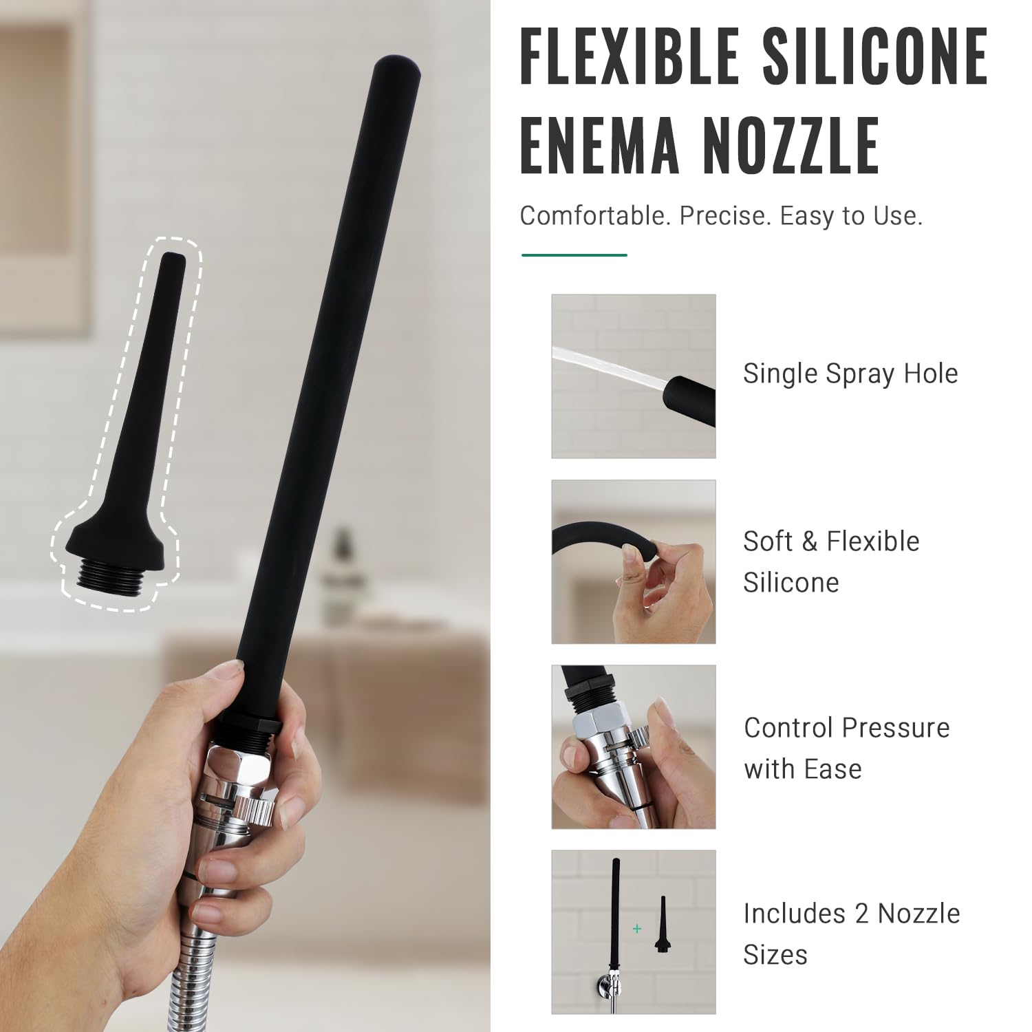 Buse enema silicone 4 pouces V-Frankness, utilisation ciblée et flexible.